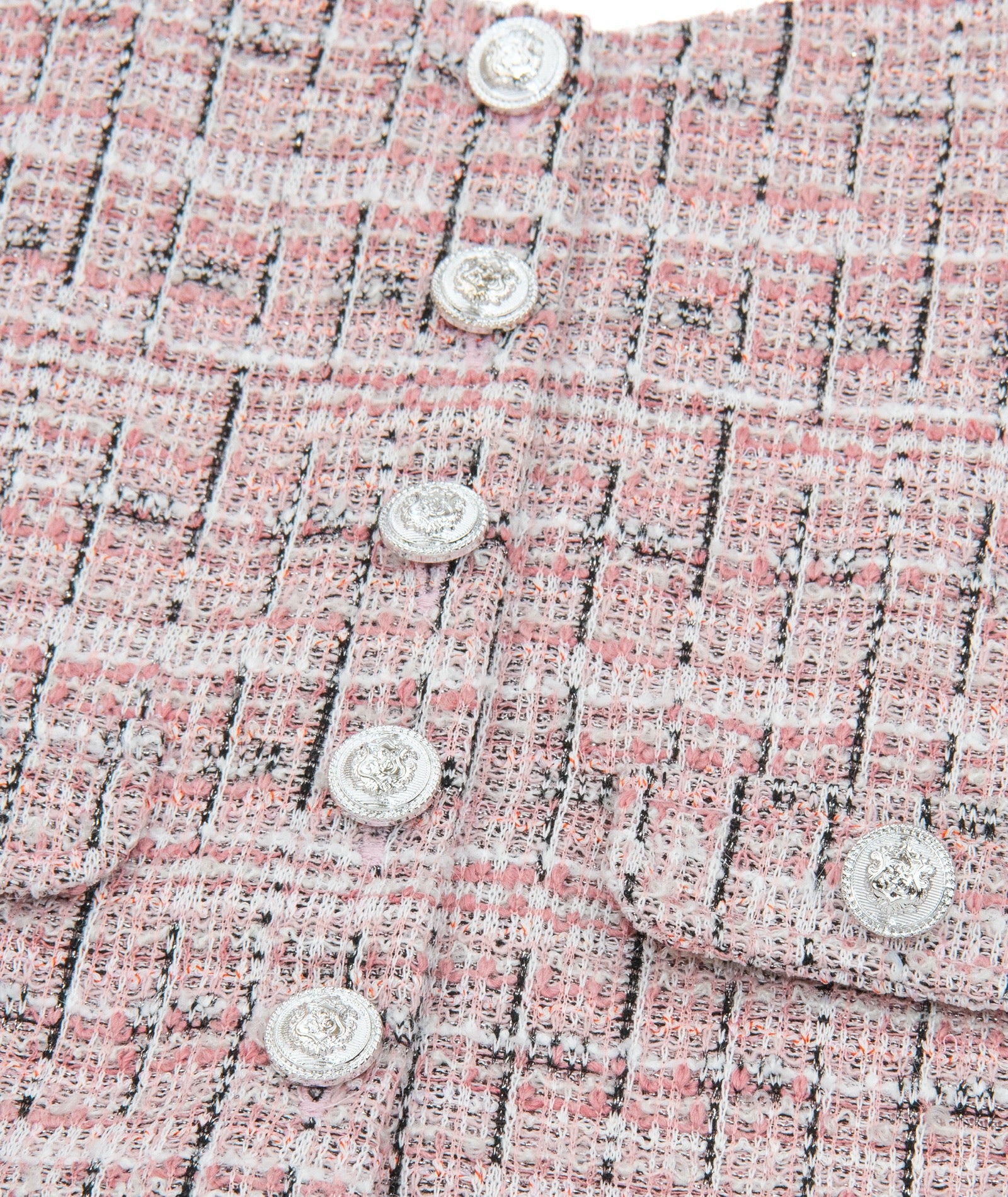 FBZ Girls Lennie Pink Tweed Silver Buttons Tank Girls Casual Tops FBZ Flowers By Zoe