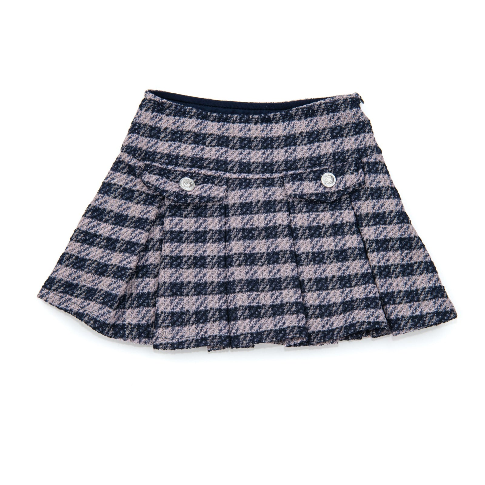 FBZ Girls Freddie Blue Houndstooth Tweed Skort Girls Casual Bottoms FBZ Flowers By Zoe Multi Y/S (7/8)