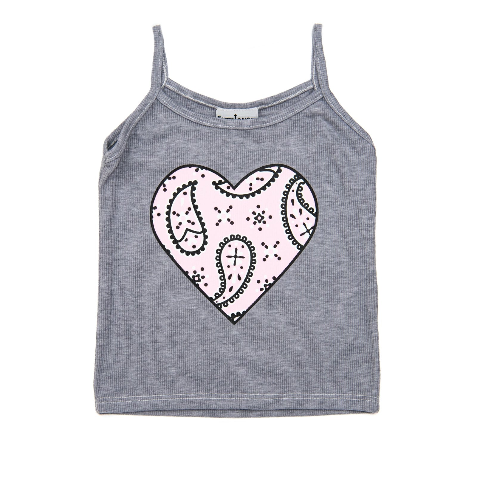 Firehouse Girls Bandana Heart Cami Girls Casual Tops Firehouse Heather Grey Y/4