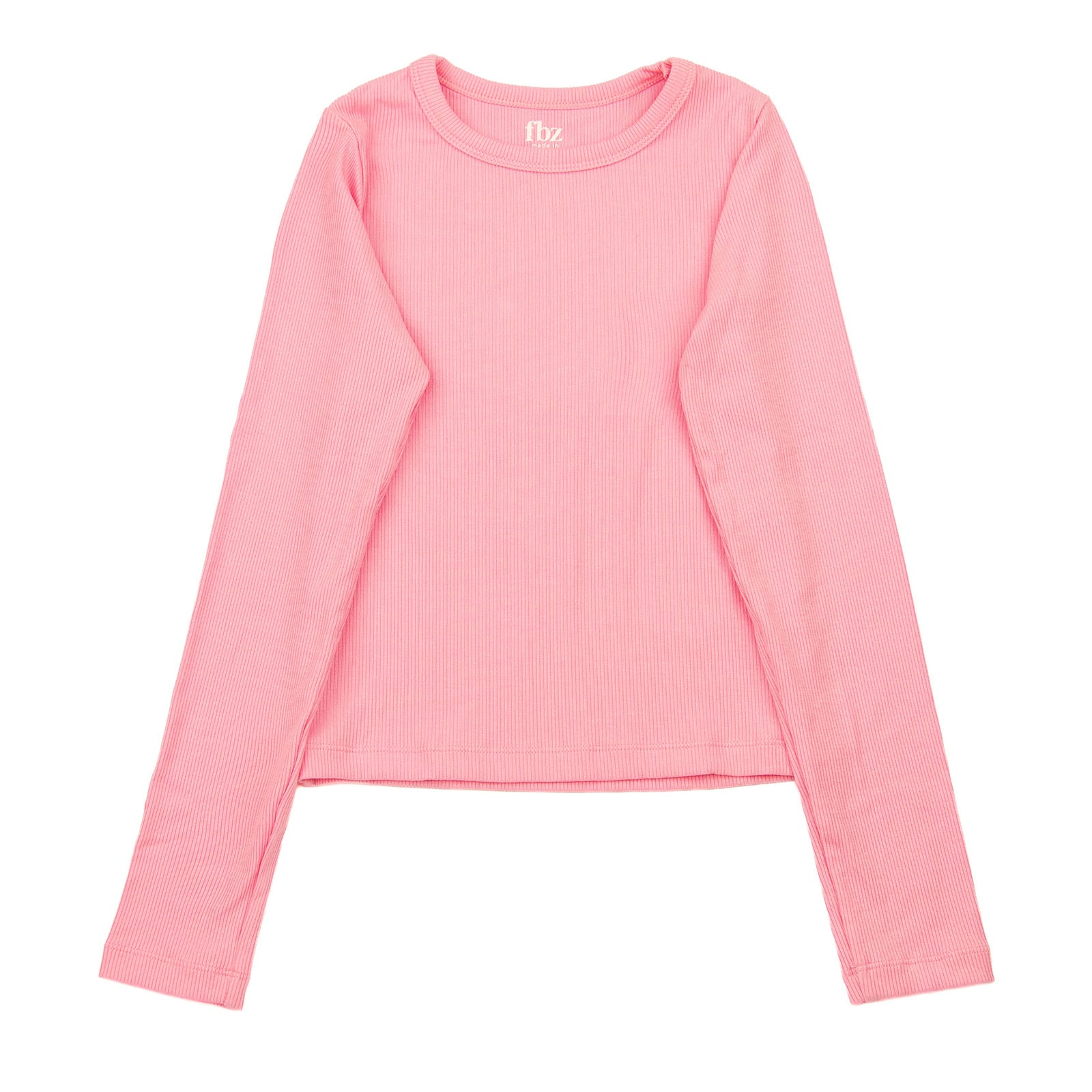 FBZ Girls Whitt Long Sleeve Rib Tee Girls Casual Tops FBZ Flowers By Zoe Pink Y/S (7/8)