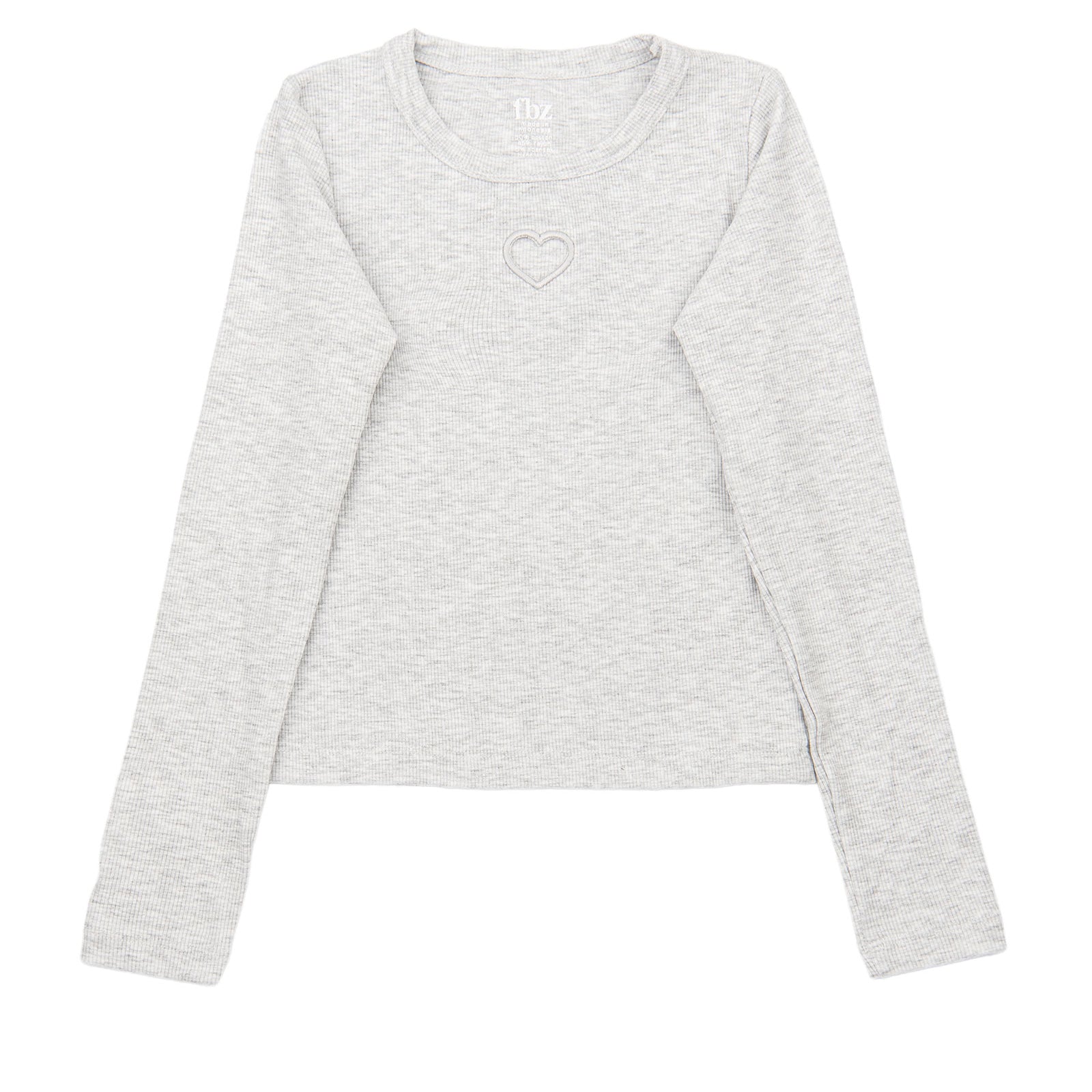 FBZ Girls Robbie Long Sleeve Open Back Heart Top Girls Casual Tops FBZ Flowers By Zoe Grey Y/S (7/8)