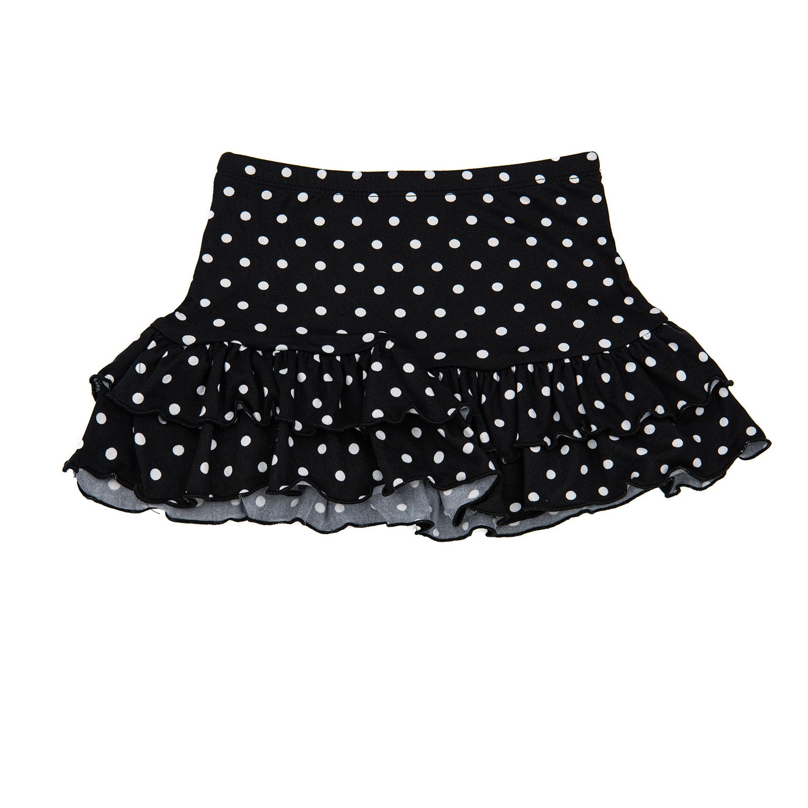 Cheryl Creations Girls Macey Polka Dot Ruffle Skirt Girls Casual Bottoms Cheryl Creations Black Y/S (7/8)