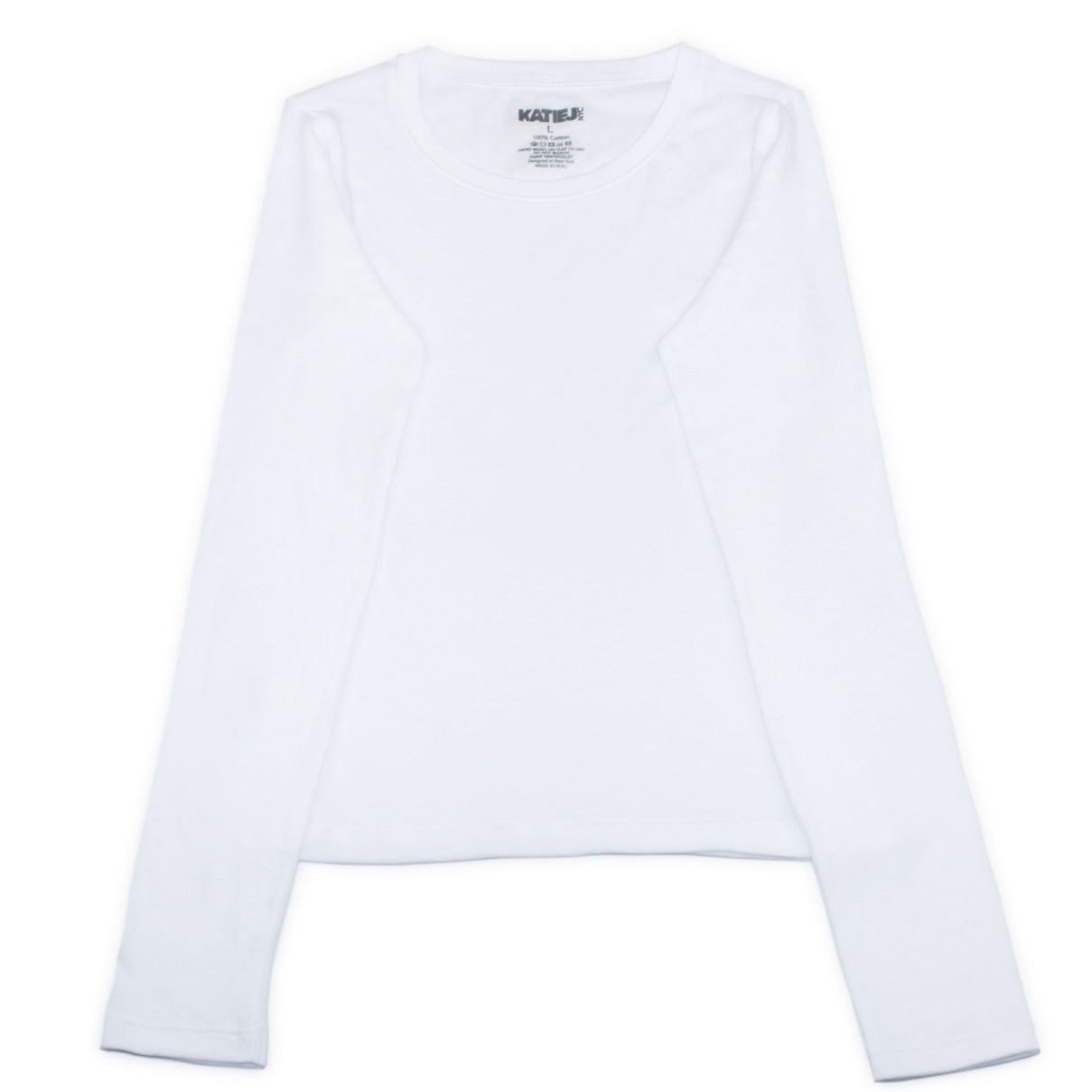 Katie J NYC Girls Grateful Long Sleeve Tee Girls Casual Tops Katie J NYC White Y/S (7/8)