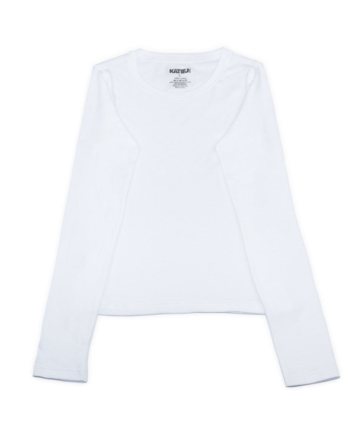 Katie J NYC Girls Grateful Long Sleeve Tee Girls Casual Tops Katie J NYC White Y/S (7/8)