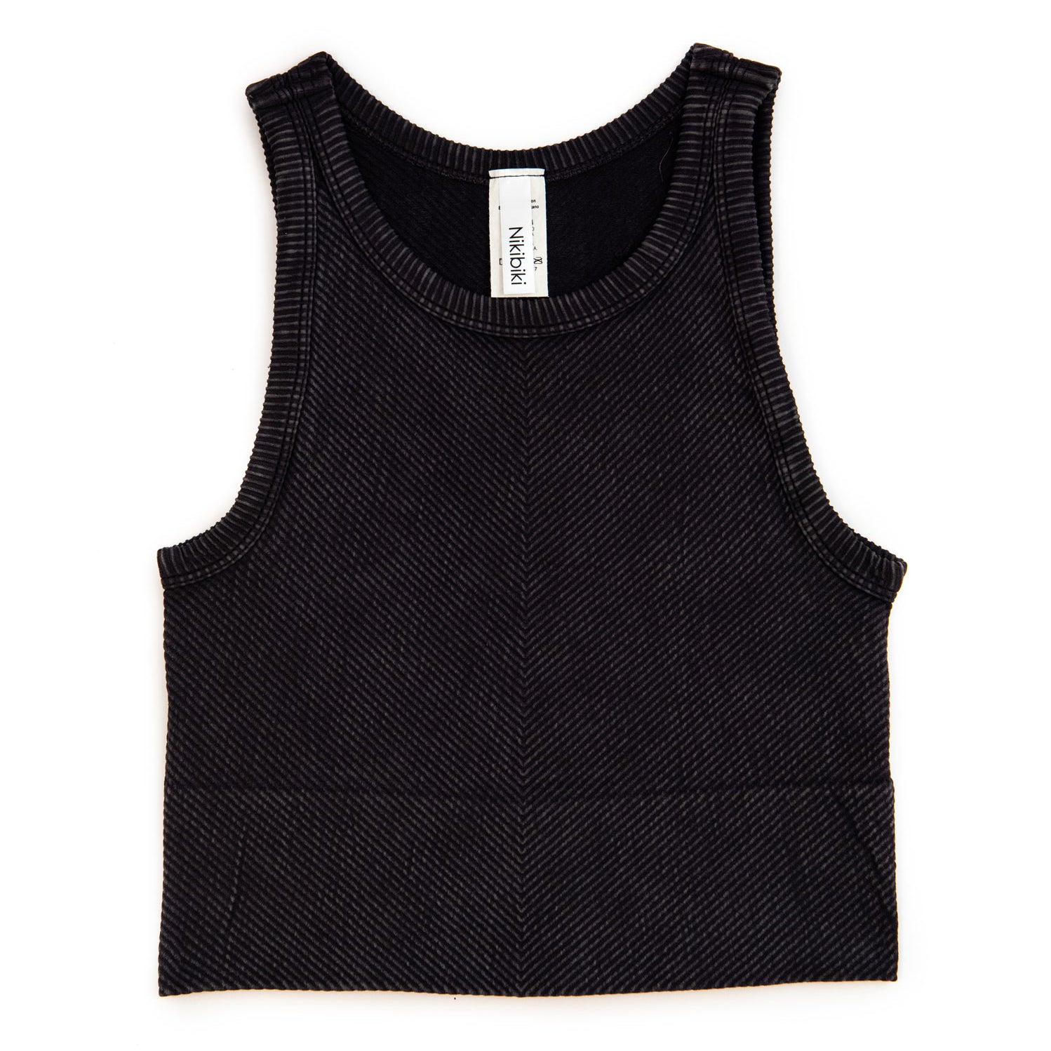 Sawyer Chevron Highneck Crop Top Women 2 Distressed/seasonal womens Niki Biki Juniors/Women One Size Black