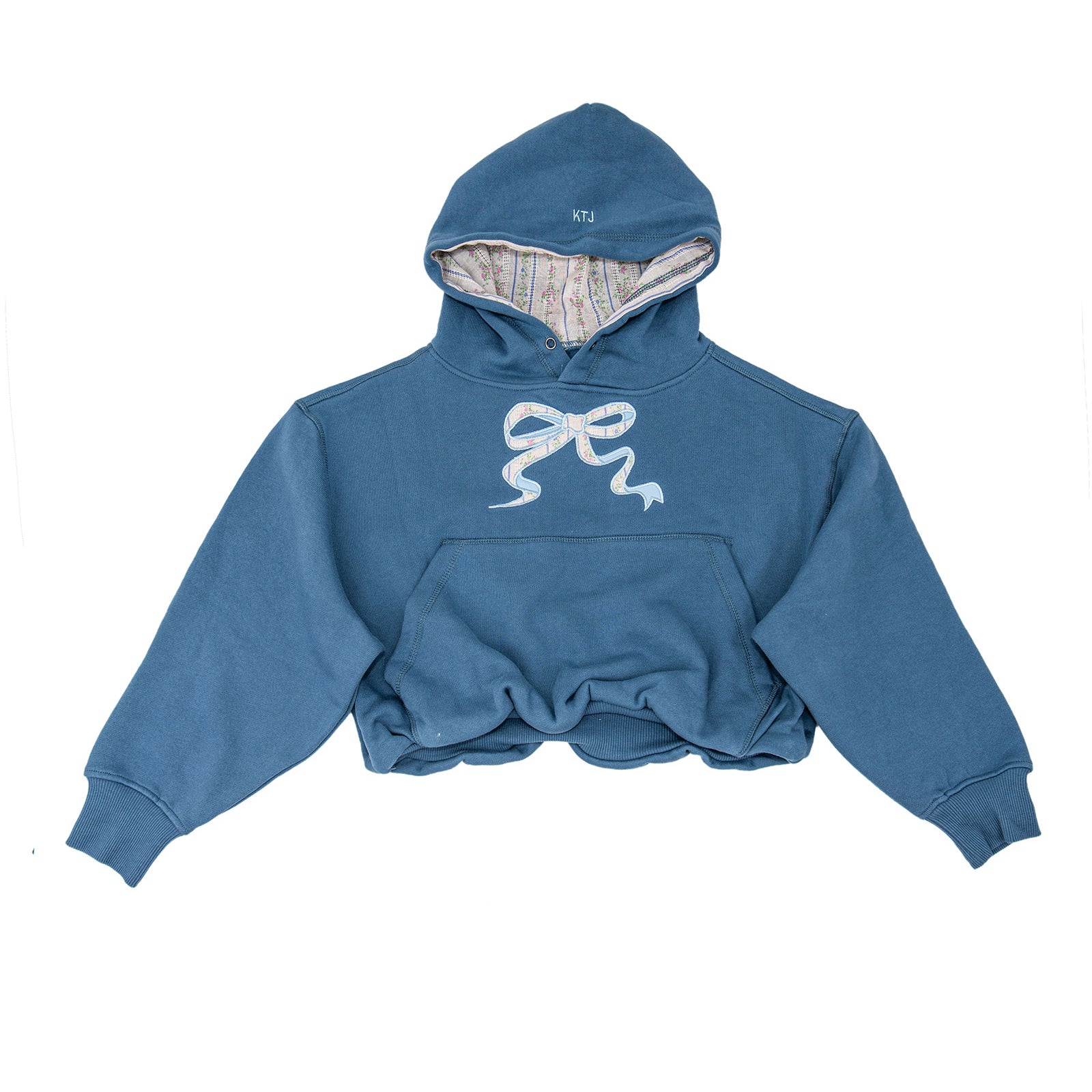 Katie J NYC Girls Denim Vintage Floral Ryan Bubble Hoodie Girls Casual Tops Katie J NYC Floral Y/S (7/8)