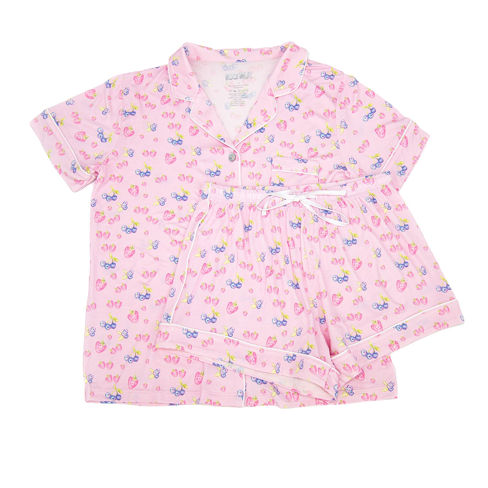 Katie J NYC Juniors Berries and Cream Lynn Shorts PJ Set
