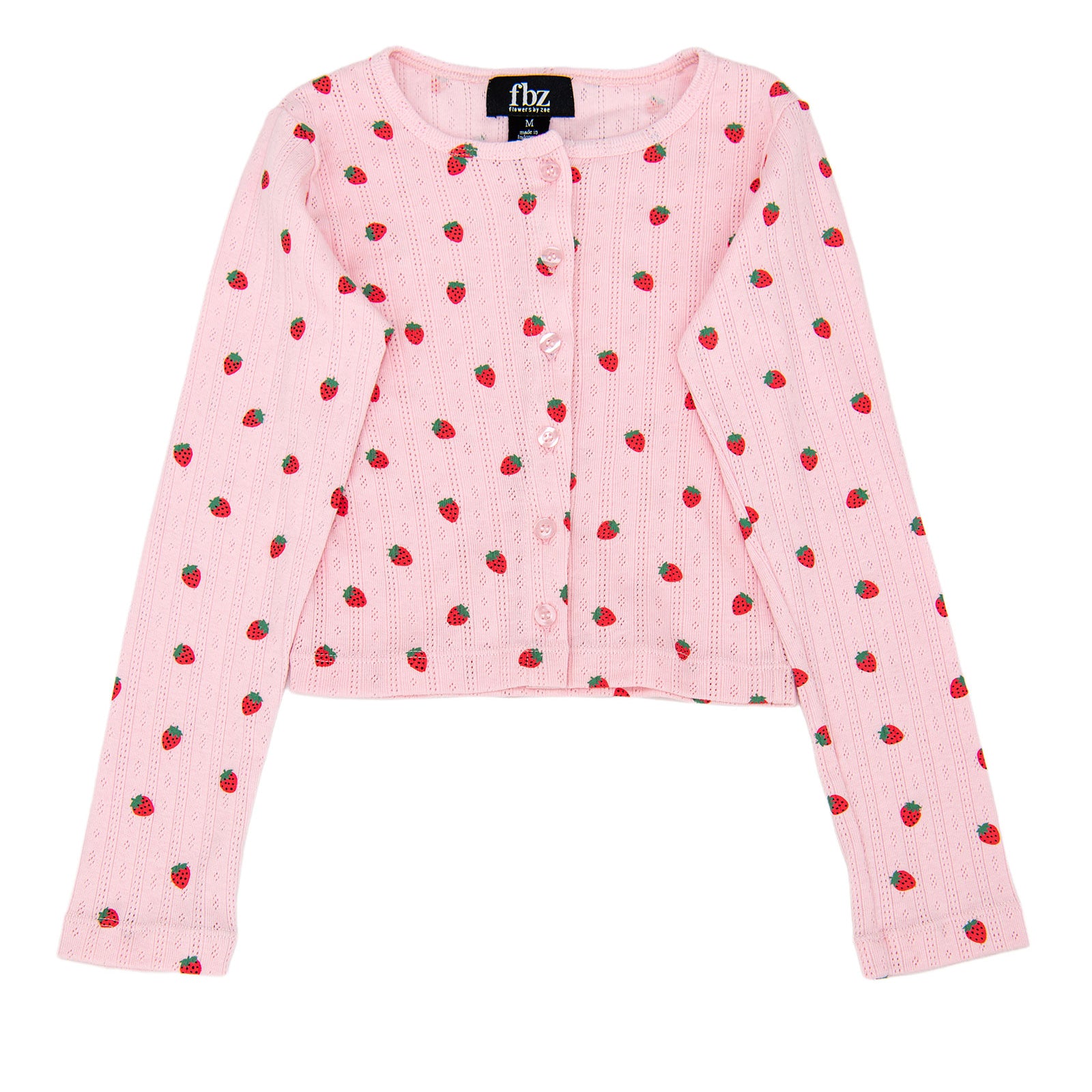 FBZ Girls Strawberry Pointelle Cardigan