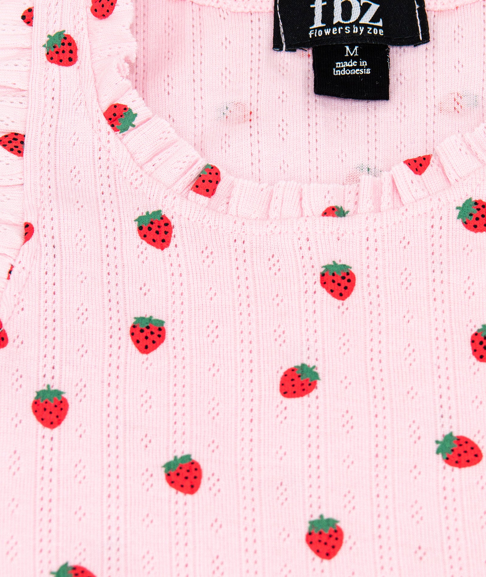 FBZ Girls Strawberry Pointelle Ruffle Tank Girls Casual Tops FBZ Flowers By Zoe