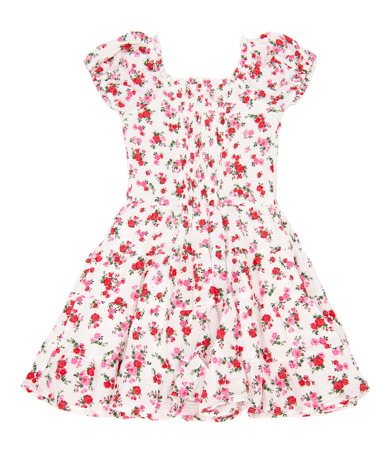 FBZ Girls Dara Red Short Sleeve Floral Dress Girls Casual Dresses FBZ Flowers By Zoe