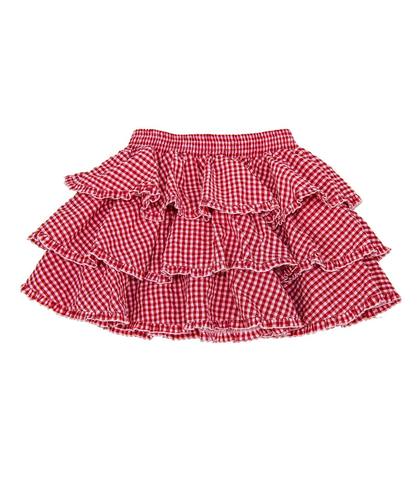 FBZ Girls Olivia Red Gingham 3 Layer Skirt Girls Casual Bottoms FBZ Flowers By Zoe