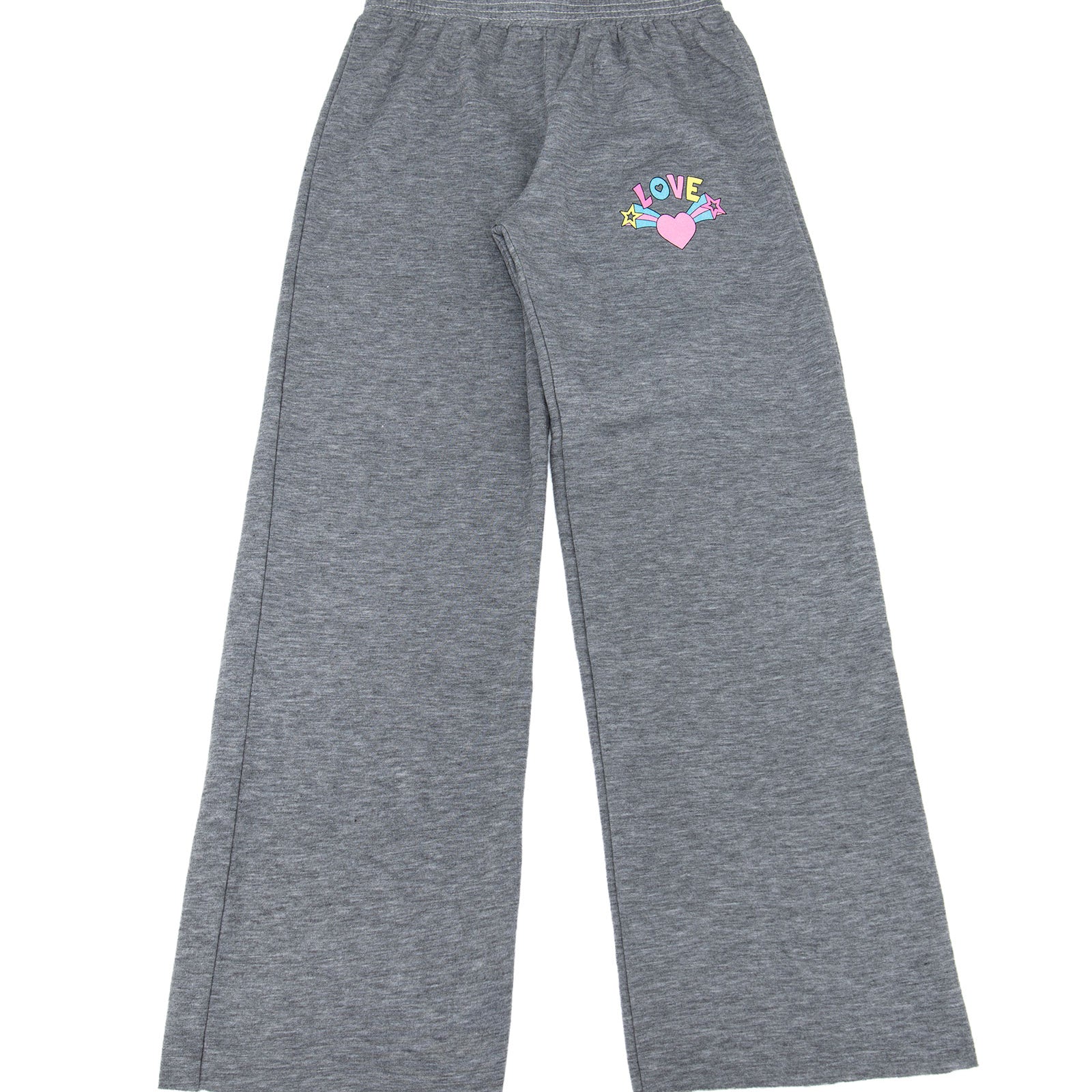 Firehouse Girls Love Burst Wide Leg Sweatpants Girls Casual Bottoms Firehouse Heather Grey Y/S (7/8)