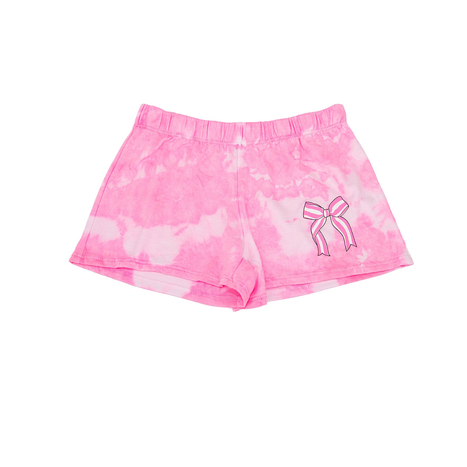Firehouse Girls Neon Pink Cloud Stripe Bow Fleece Shorts Girls Casual Bottoms Firehouse Tie Dye Y/5