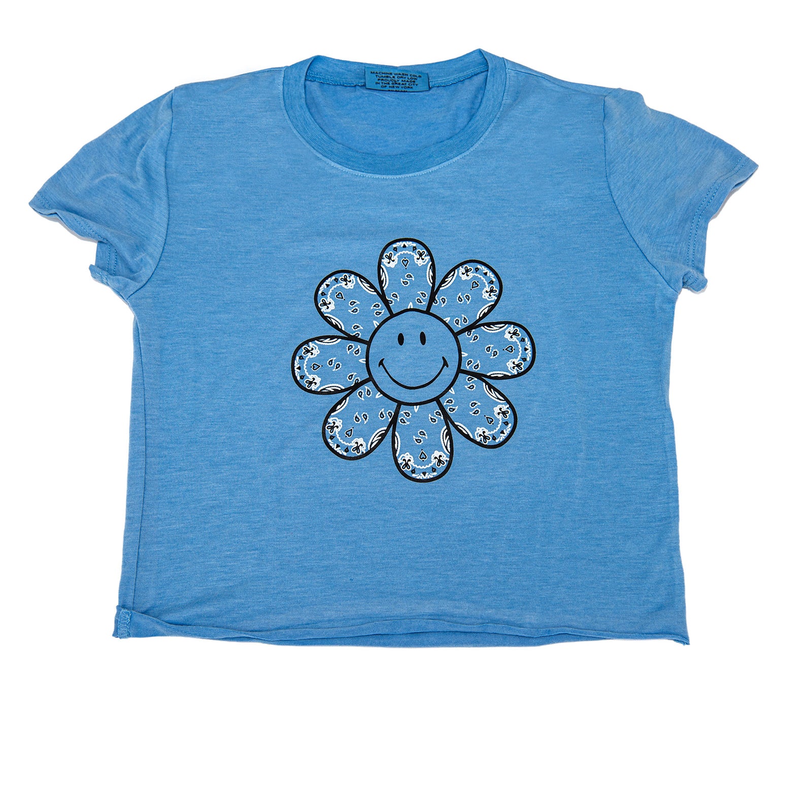Firehouse Girls Ice Blue Bandana Flower Tee Girls Casual Tops Firehouse Blue Y/S (7/8)