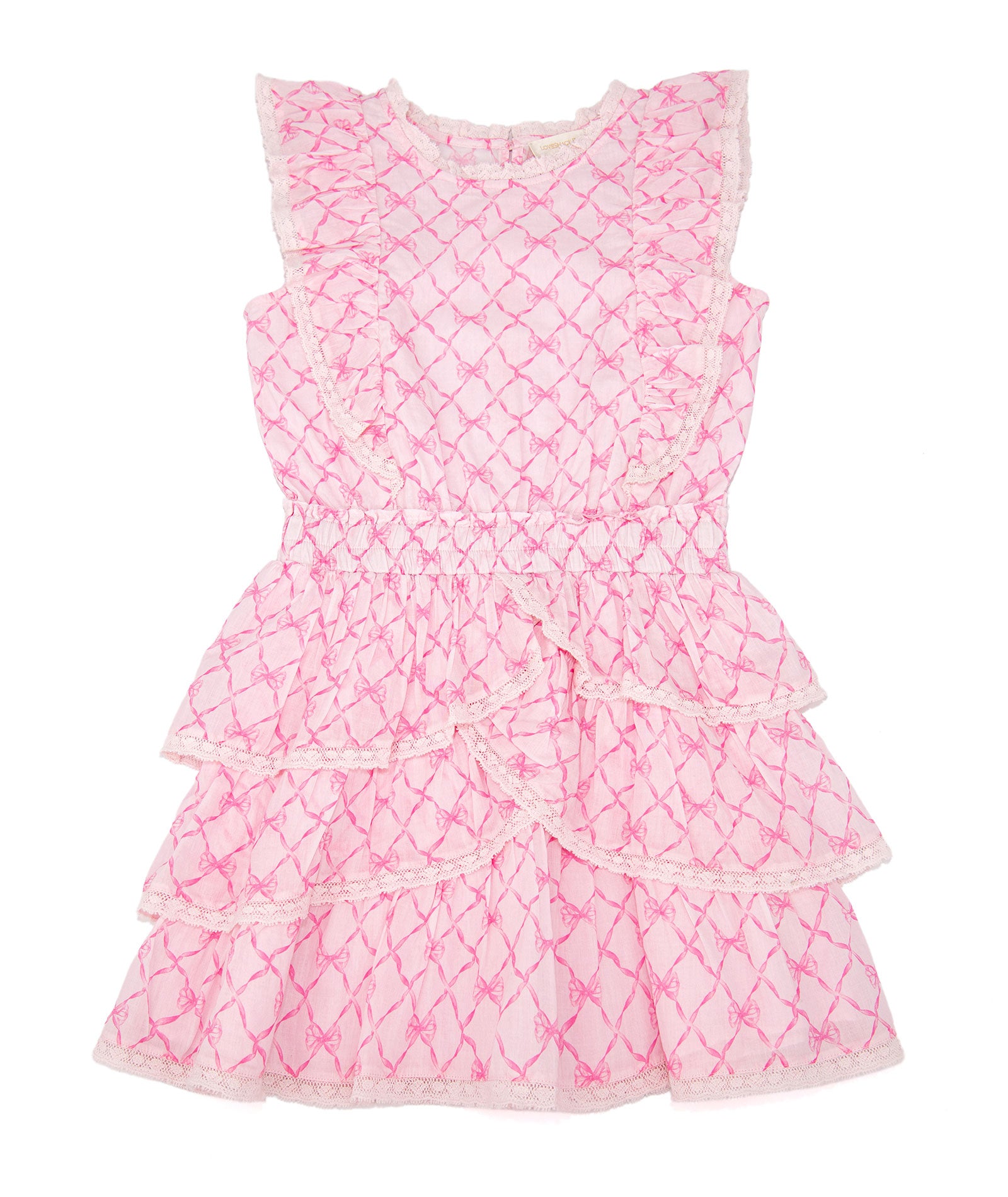 Love Shack Fancy Girls Decker Dress Pink Peppermint Girls Casual Dresses Love Shack Fancy