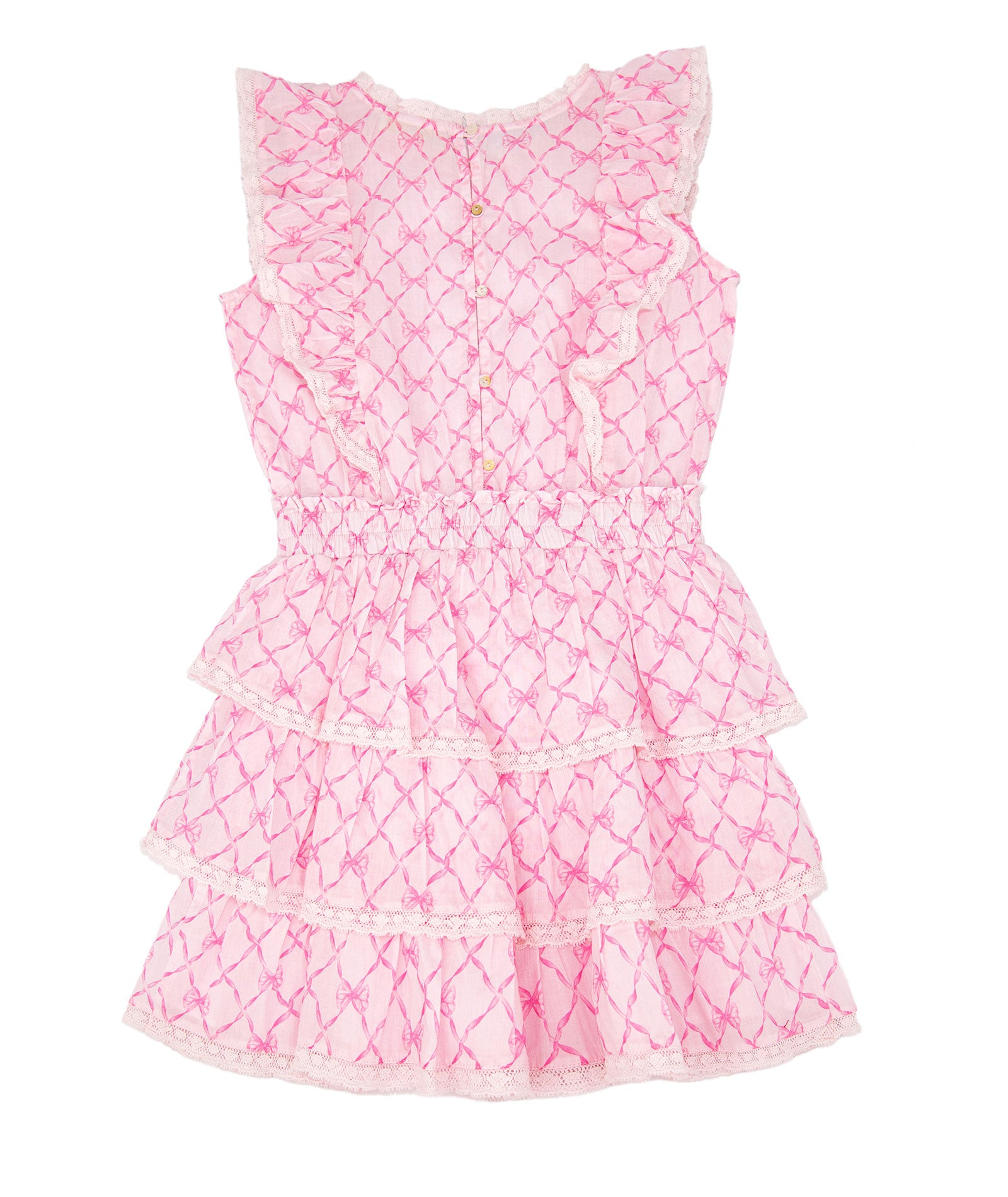 Love Shack Fancy Girls Decker Dress Pink Peppermint Girls Casual Dresses Love Shack Fancy