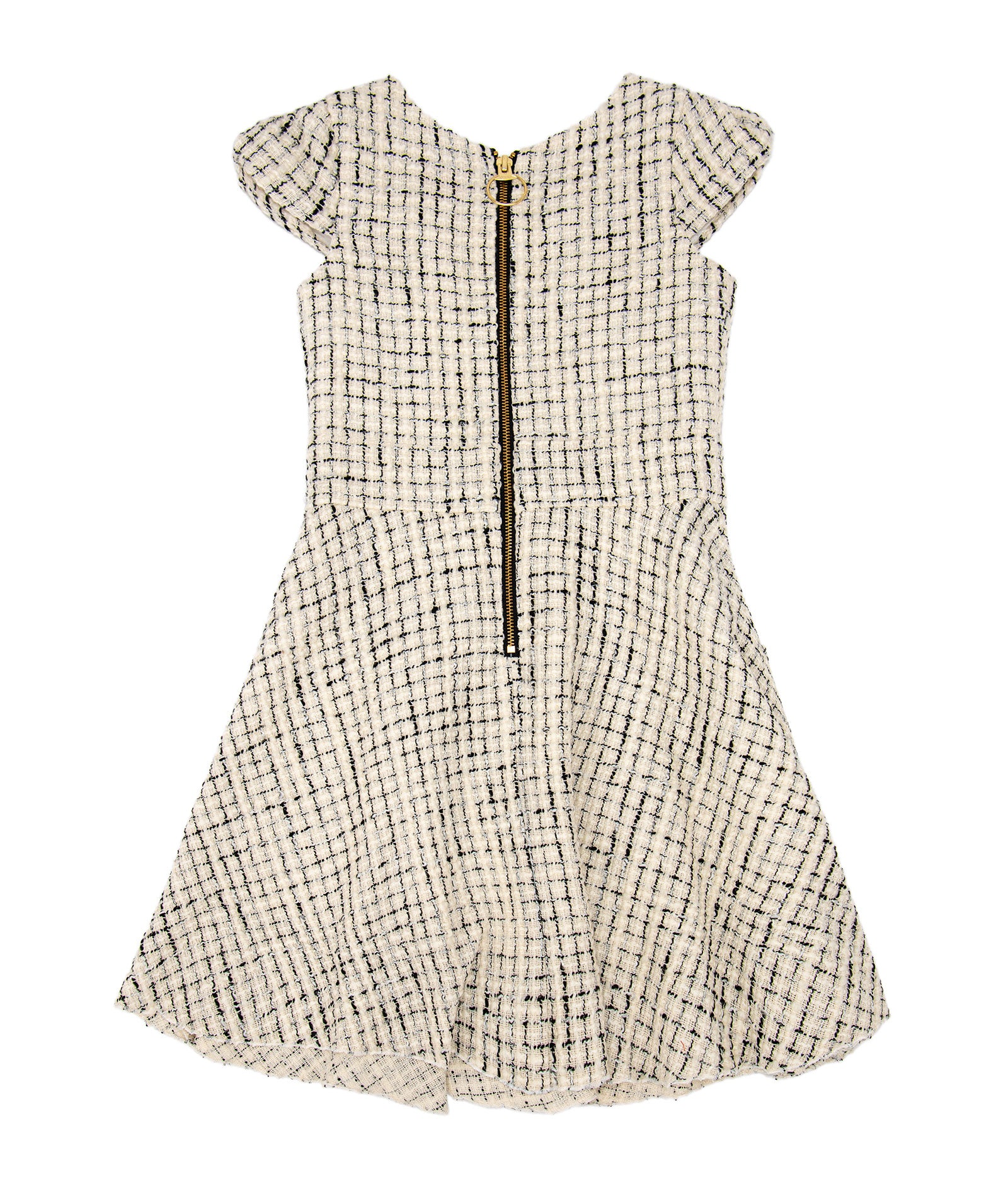 Zoe Ltd. Girls Sasha Black/White Tweed Cap Sleeve Pocket Dress Girls Special Dresses Zoe Ltd.