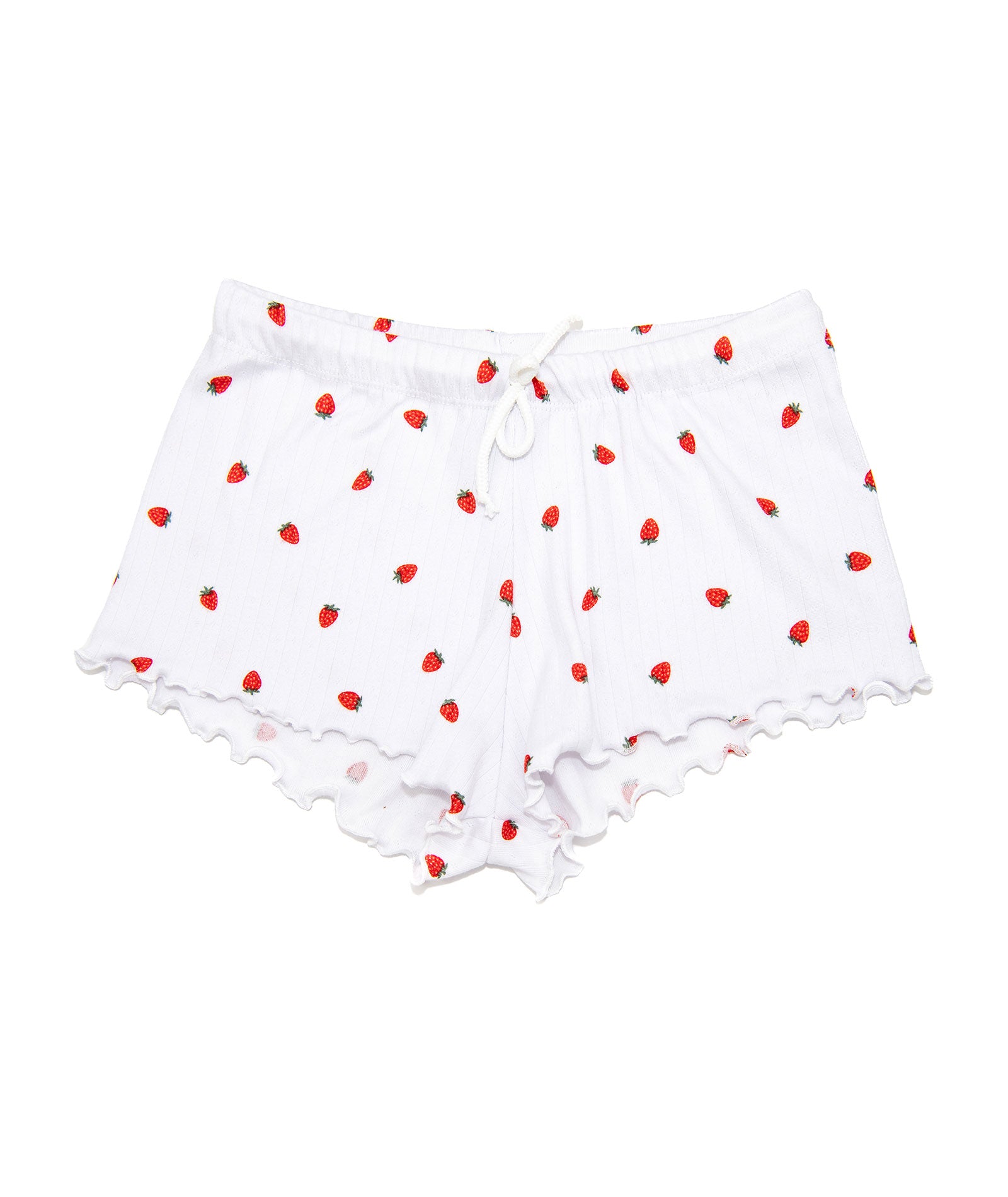 Cheryl Creations Girls Strawberry Rib Shorts Girls Casual Bottoms Cheryl Creations White Y/S (7/8)