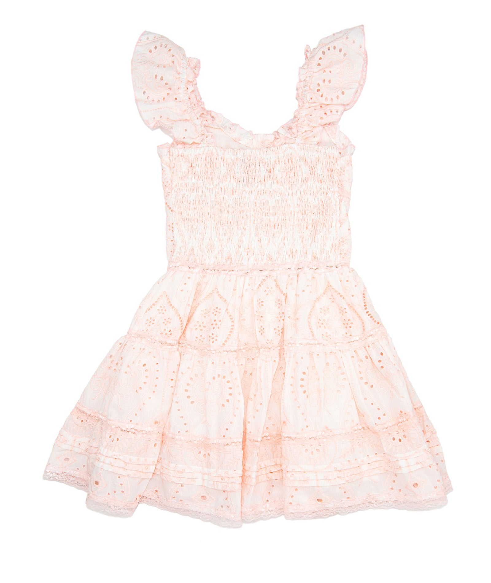 FBZ Girls Meredith Peach Eyelet Ruffle Dress Girls Casual Dresses FBZ Flowers By Zoe
