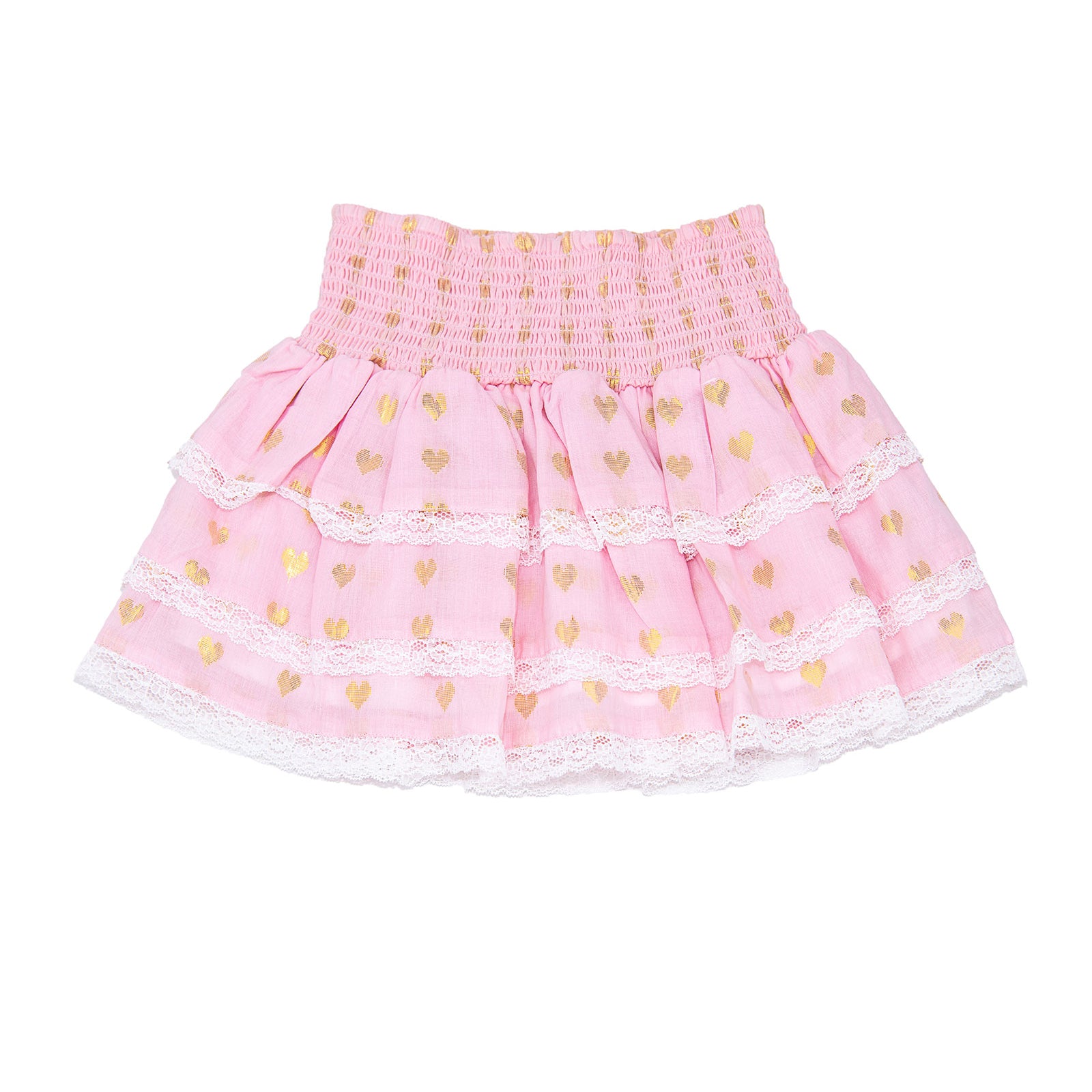 Theme Girls Gemma Pastel Pink Lace Hearts Ruffle Mini Skirt Girls Casual Bottoms Theme-NYC Pink Y/S (7/8)