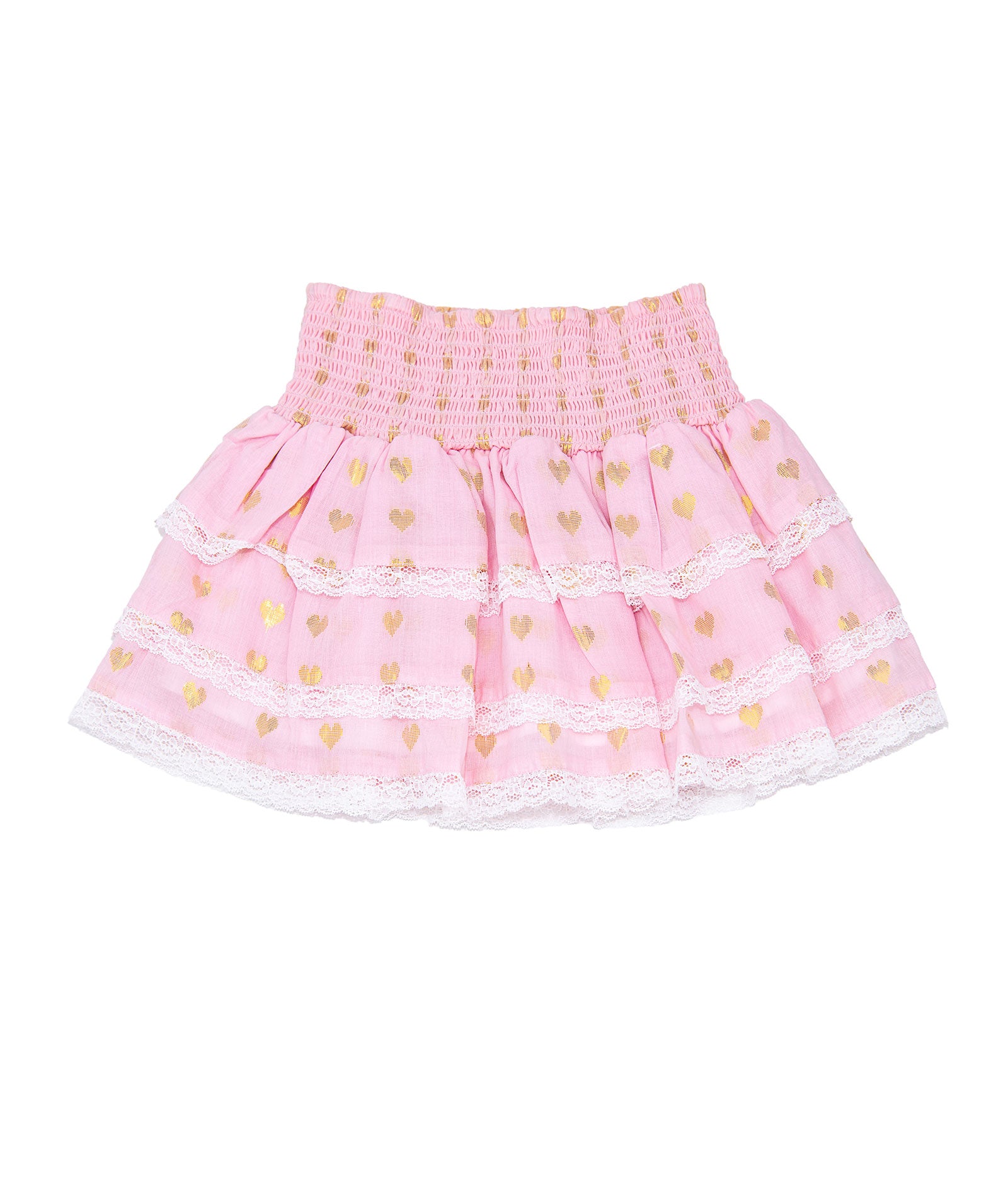 Theme Girls Gemma Pastel Pink Lace Hearts Ruffle Mini Skirt Girls Casual Bottoms Theme-NYC Pink Y/S (7/8)
