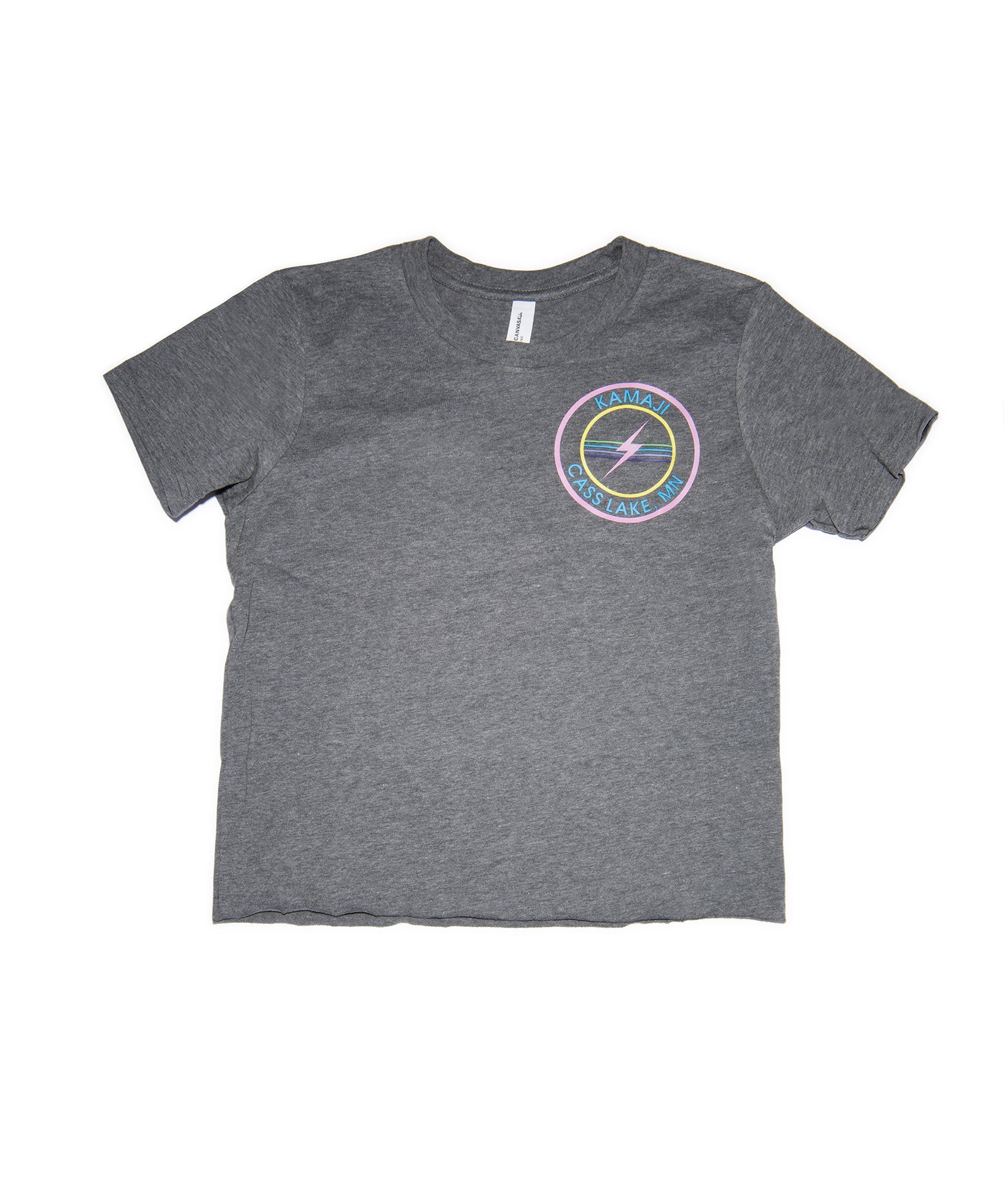 Girls Kamaji Nation Stamp Charcoal Grey Camp Tee Distressed/seasonal girls Frankie's Exclusives Charcoal Grey Y/S (6/8)