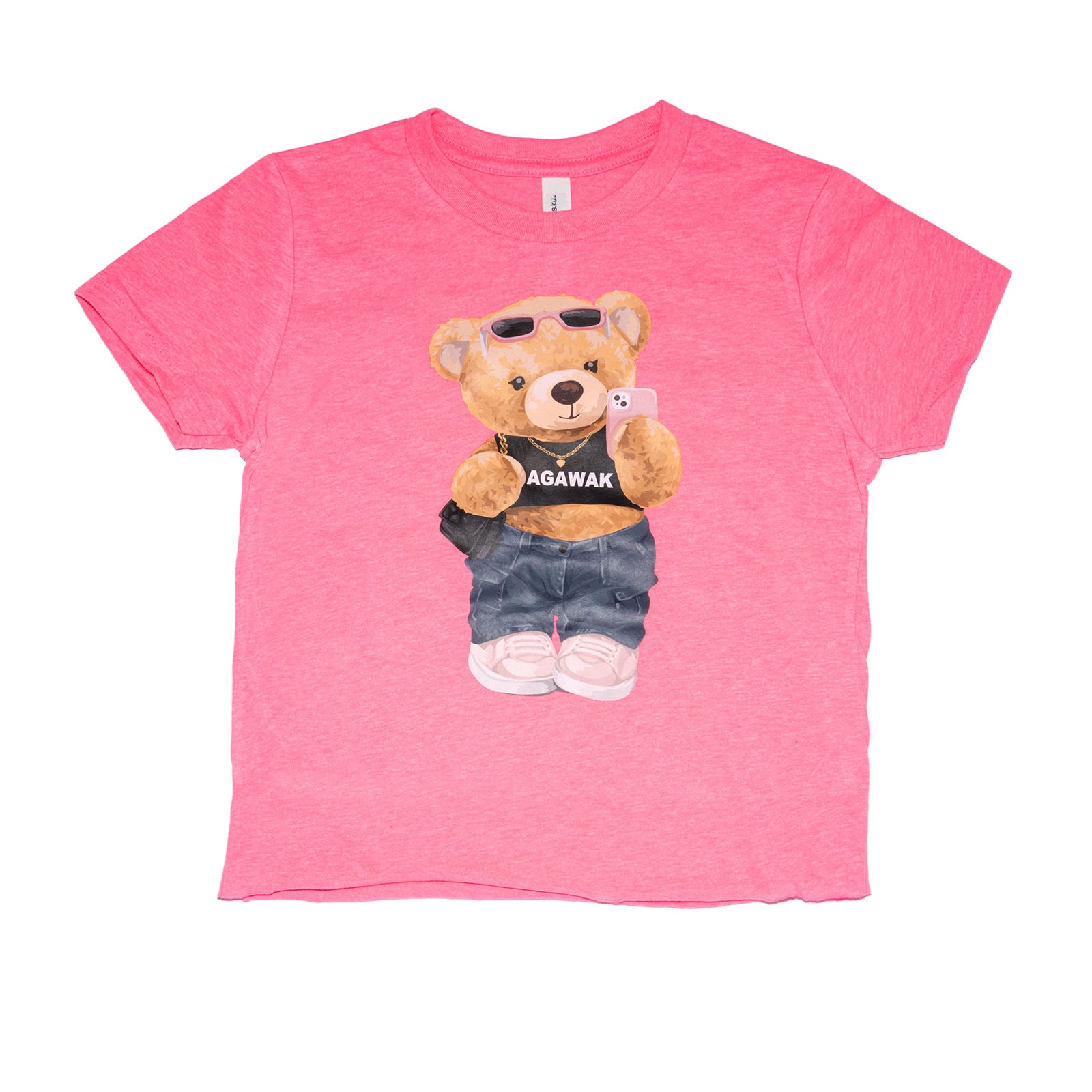 Girls Agawak Calling Camp Teddy Camp Tee Distressed/seasonal girls Frankie's Exclusives Pink Y/S (6/8)