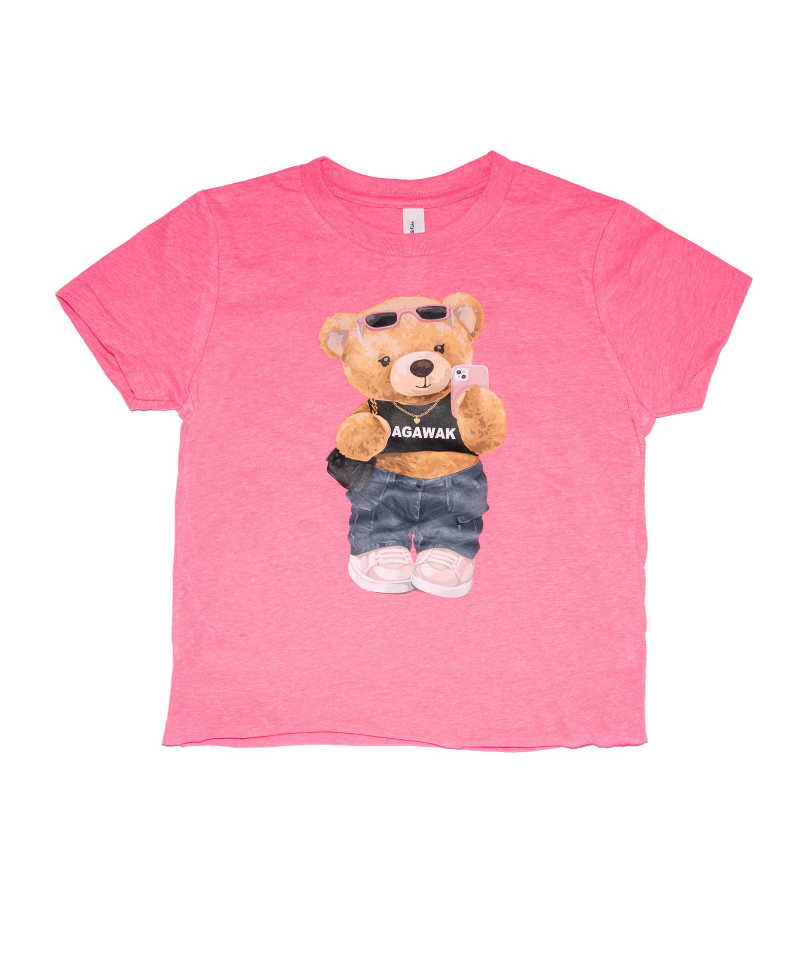 Girls Agawak Calling Camp Teddy Camp Tee Distressed/seasonal girls Frankie's Exclusives Pink Y/S (6/8)
