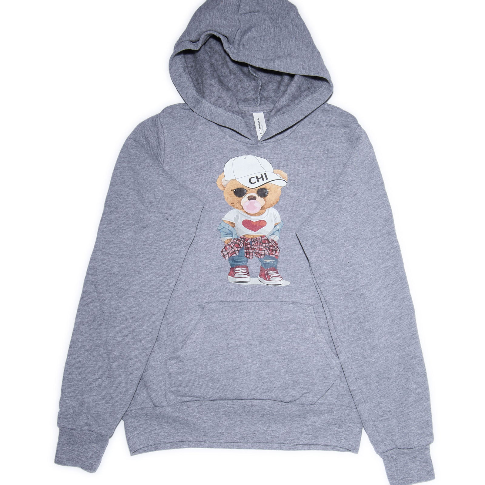Bubble Bear Camp Hoodie Custom Frankie's Custom Shop Grey Y/S (6/8)