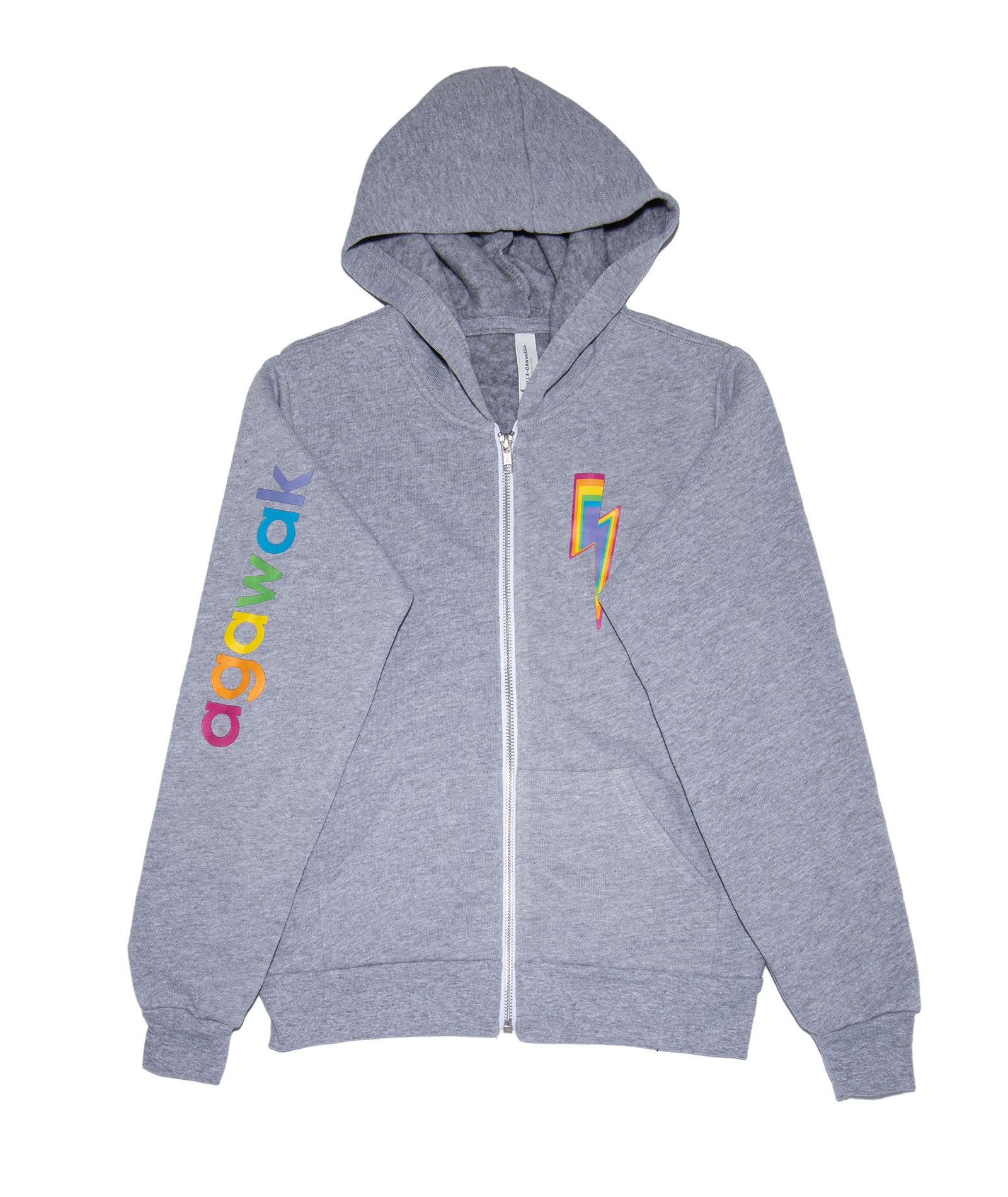Girls Agawak Rainbow Bolt Camp Zip Hoodie Girls Casual Tops Frankie's Exclusives Grey Y/S (6/8)