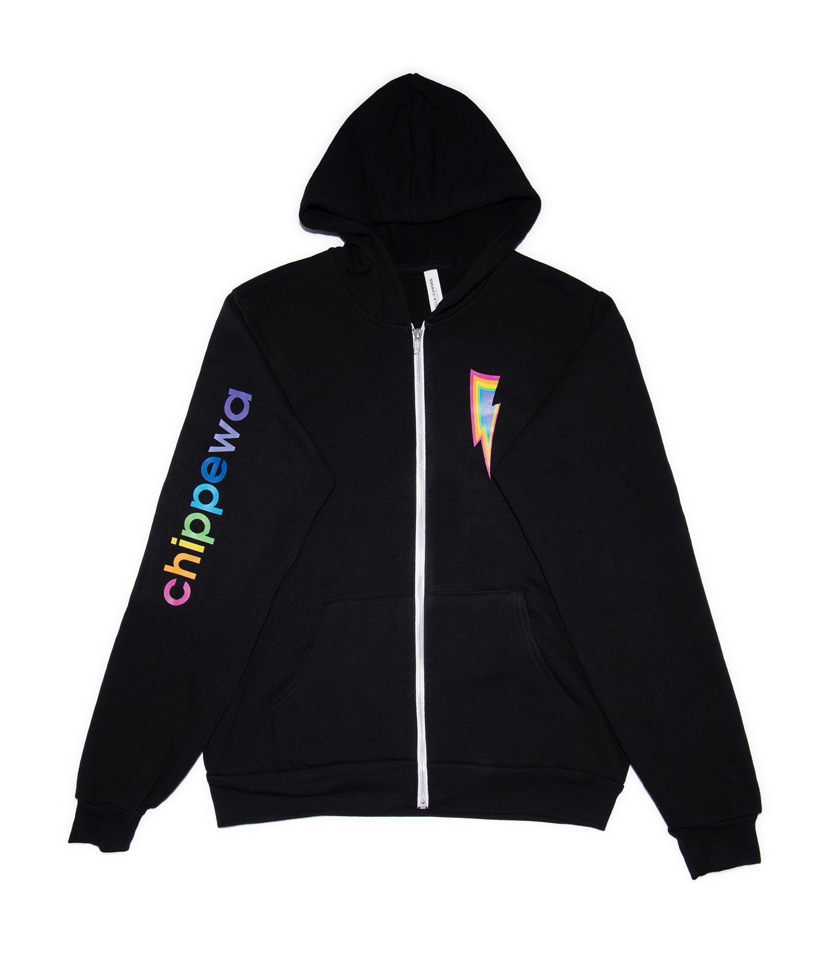 Girls Chippewa Rainbow Bolt Camp Zip Hoodie Distressed/seasonal girls Frankie's Exclusives Black Y/S (6/8)