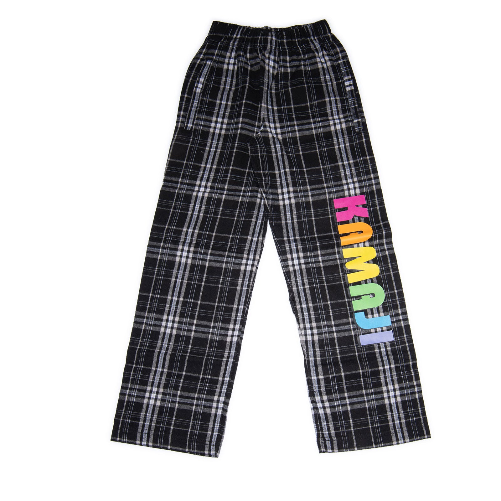 Girls Kamaji Rainbow Letters Plaid Camp Flannel Pants Distressed/seasonal girls Frankie's Exclusives Plaid Y/S (6/7)