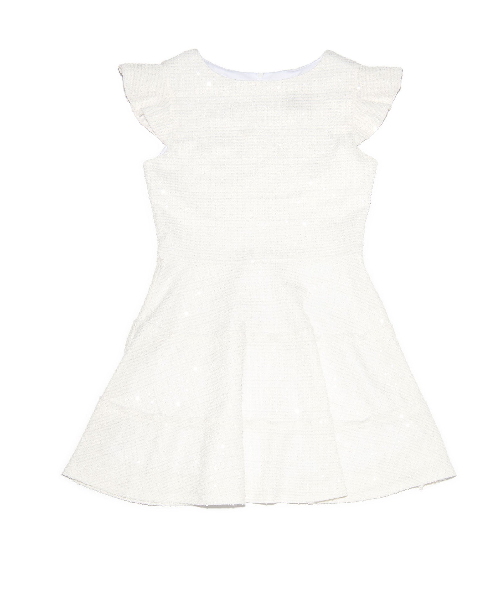 By Debra Girls Sara White Sequin 3 Tier Dress Girls Special Dresses By Debra White Y/XS (6X)