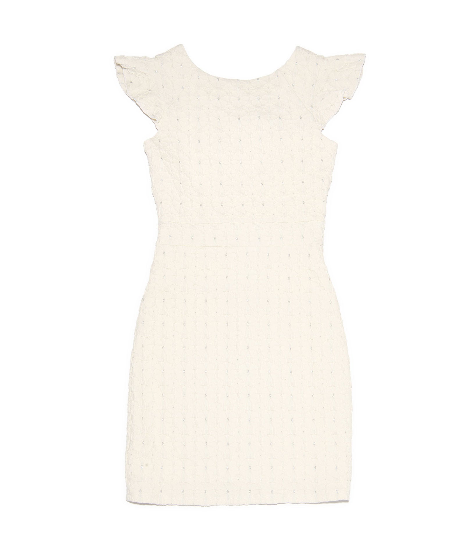 By Debra Girls Milly Ivory/Silver Flutter Sleeve Sheath Dress Girls Special Dresses By Debra Ivory Y/XS (6X)