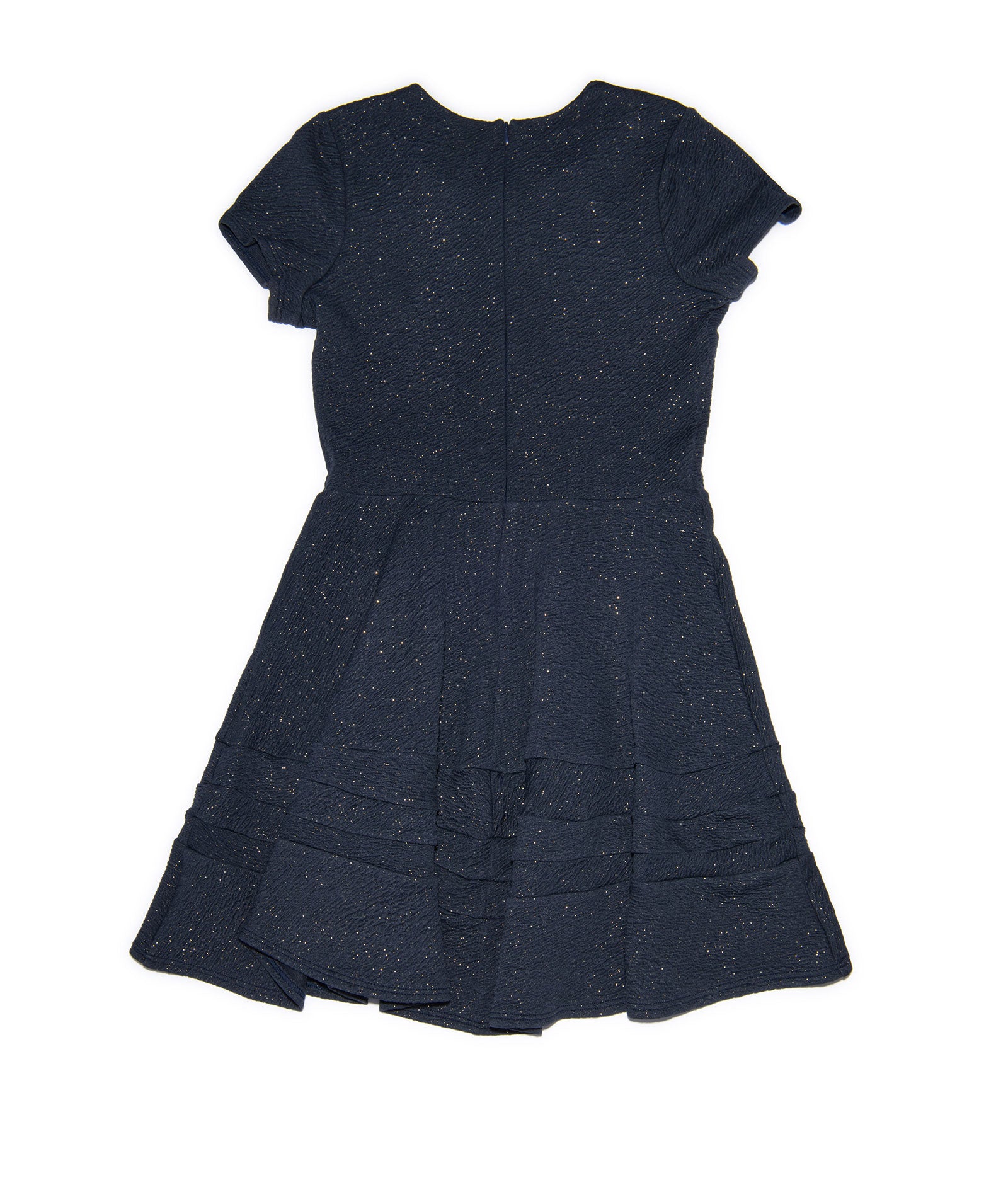 By Debra Girls Lou Navy/Gold Short Sleeve Striped Bottom Dress Girls Special Dresses By Debra