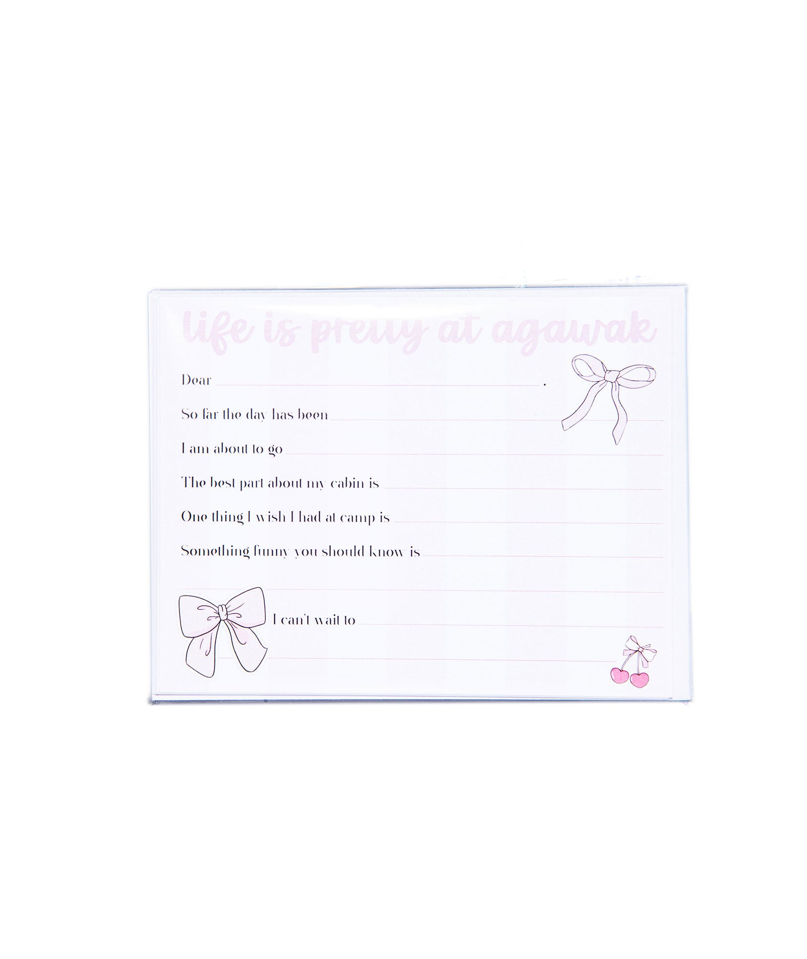 Camp Name Pretty Bows Fill in the Blank Notecards Pack of 8 Distressed/seasonal gifts A Wink and a Nod Multi Agawak