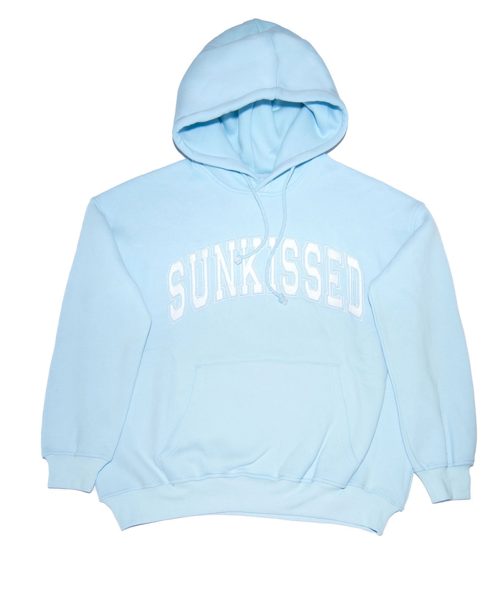 Sunkissed Coconut Juniors Varsity Embroidered Hoodie Icy Blue Womens Casual Tops Sunkissed Coconut Blue Juniors/Women XS