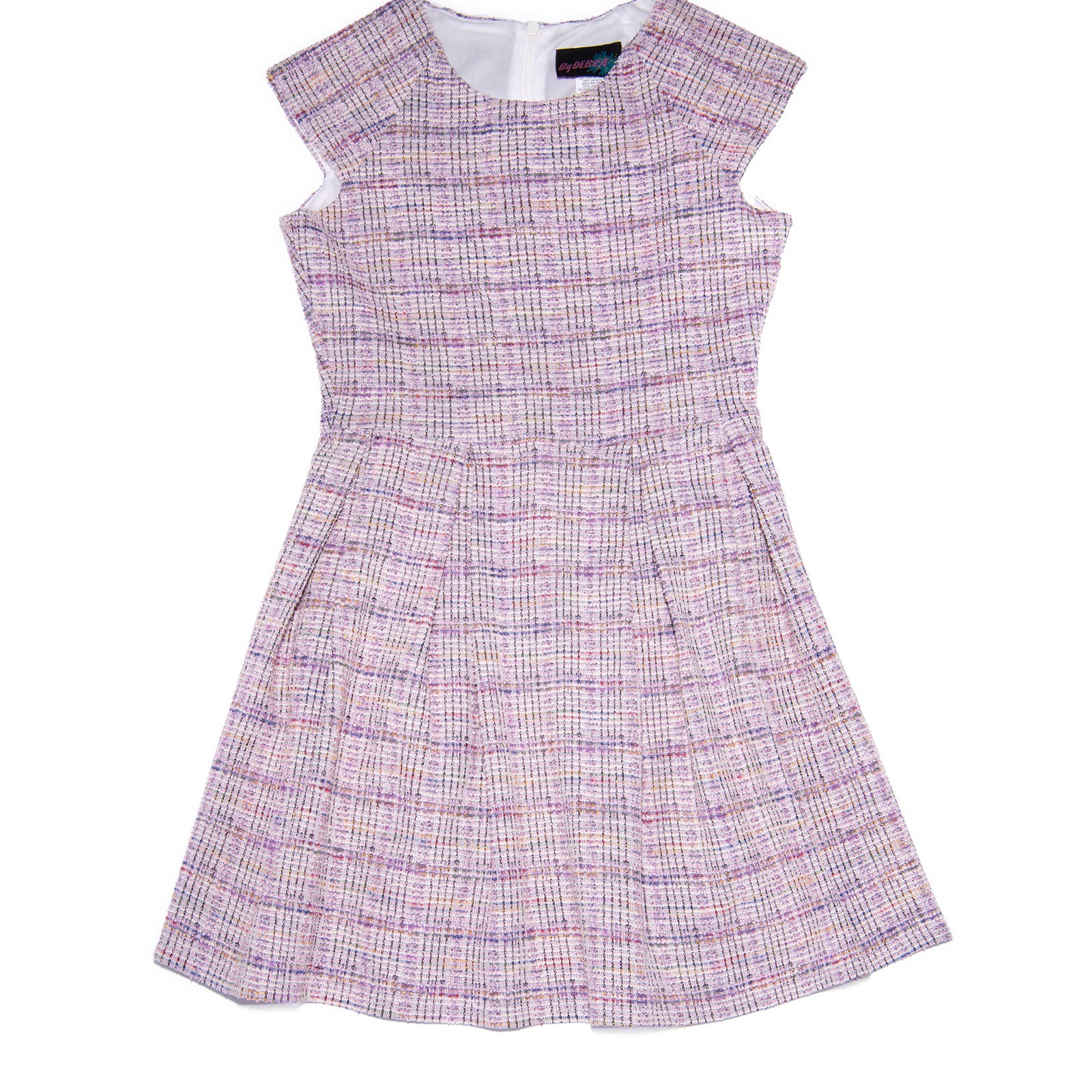 By Debra Girls Ali Lavender Tweed Cap Sleeve Box Pleat Dress Girls Special Dresses By Debra Lavender Y/XS (6X)