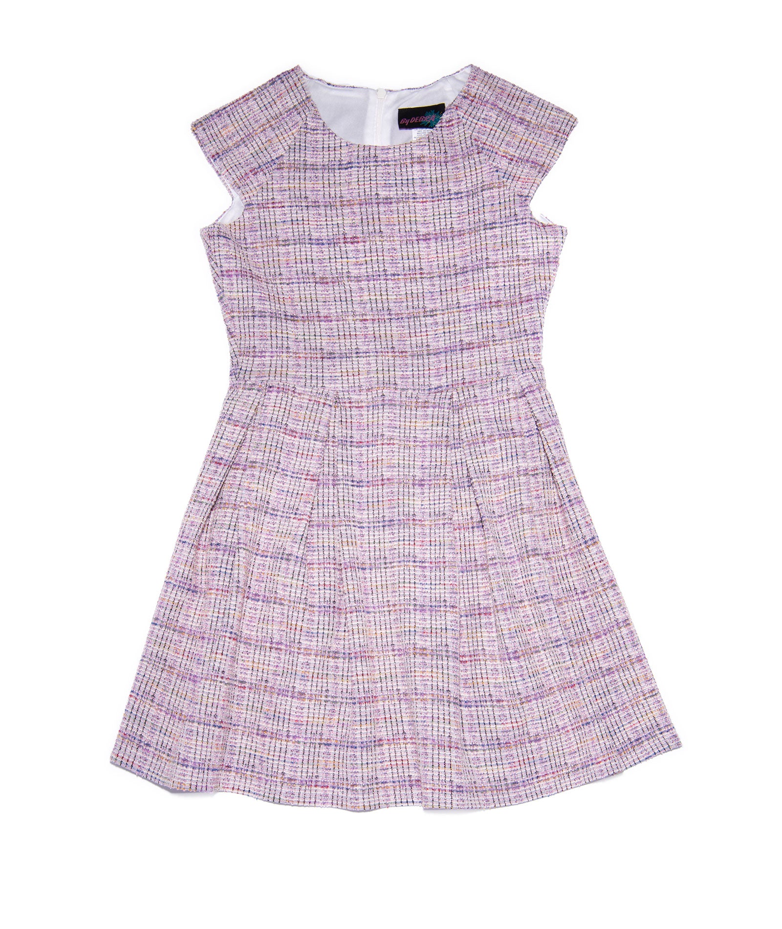 By Debra Girls Ali Lavender Tweed Cap Sleeve Box Pleat Dress Girls Special Dresses By Debra Lavender Y/XS (6X)