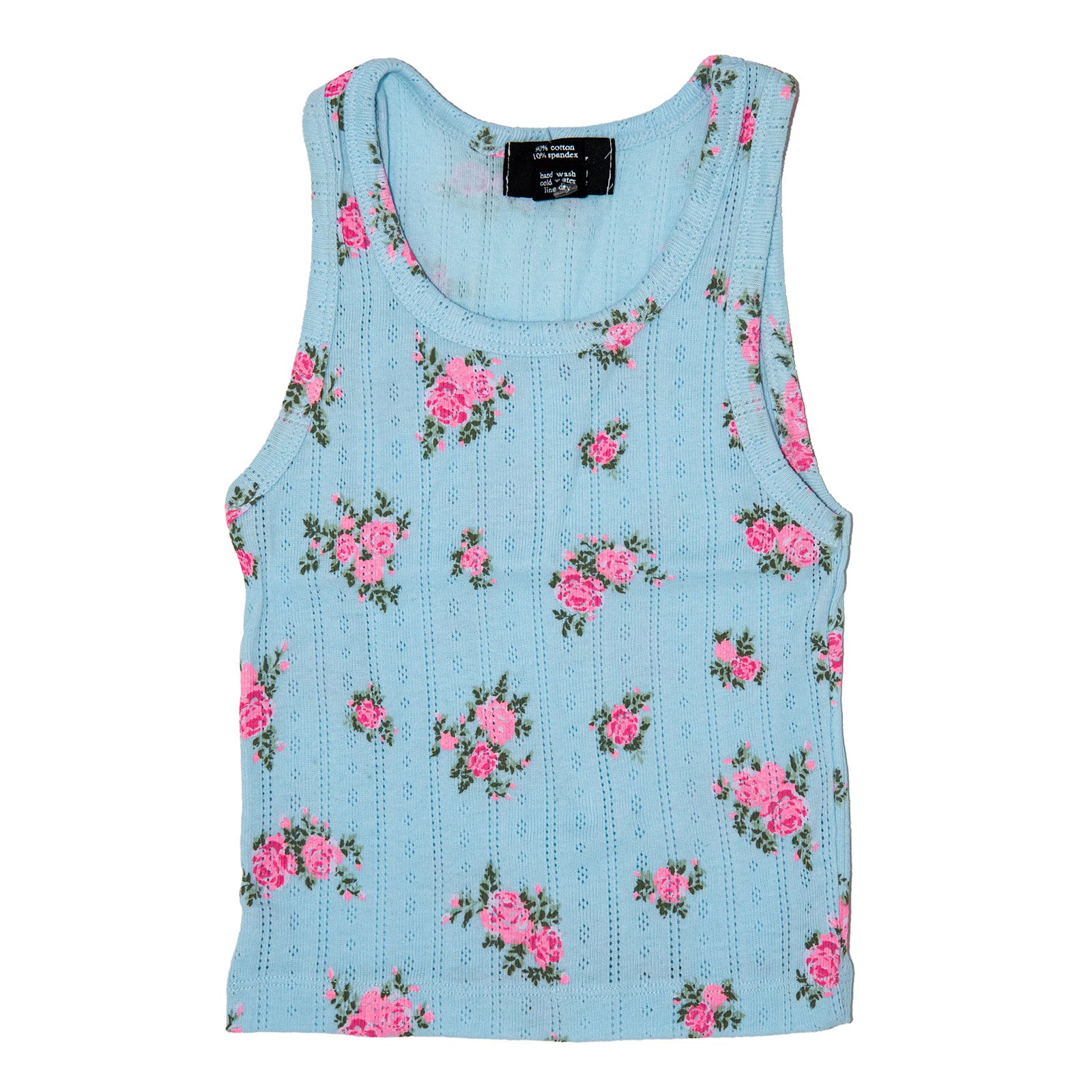 FBZ Girls Ellyn Pointelle Blue Floral Tank Girls Casual Tops FBZ Flowers By Zoe Floral Y/5