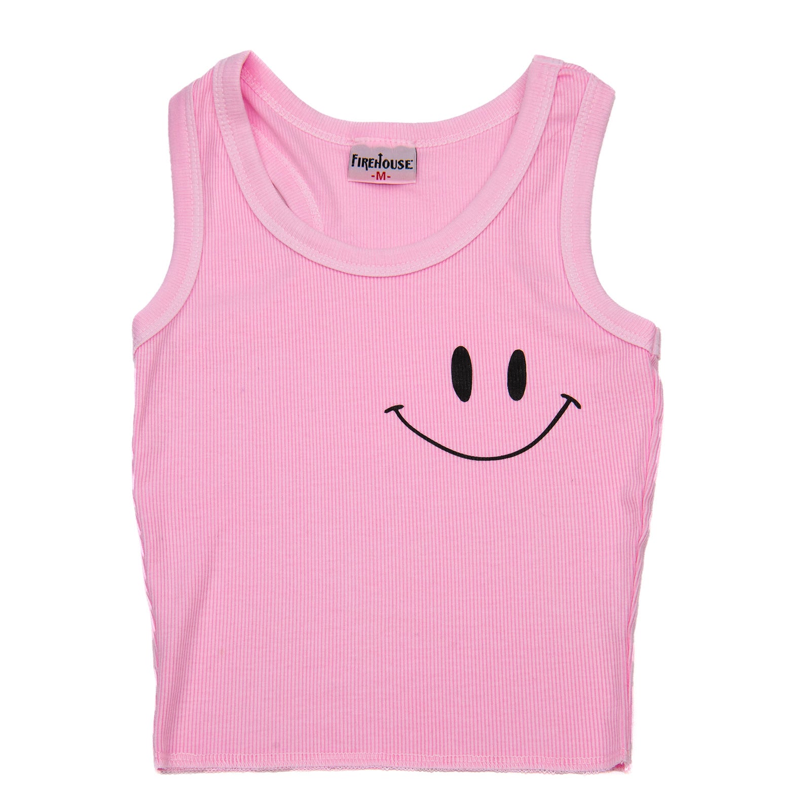 Firehouse Girls Ice Pink Smile Racer Rib Tank Girls Casual Tops Firehouse Pink Y/XS (6X)