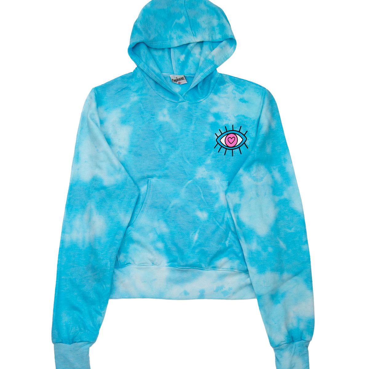 Girls Teen & Pre Teen Firehouse Evil Eye Aqua Cloud Pocket Hoodie 