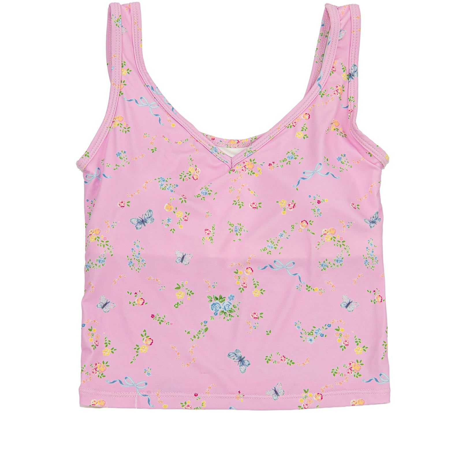 Katie J NYC Girls Butterfly Carnations Kelsey Tank Girls Casual Tops Katie J NYC Floral Y/S (7/8)
