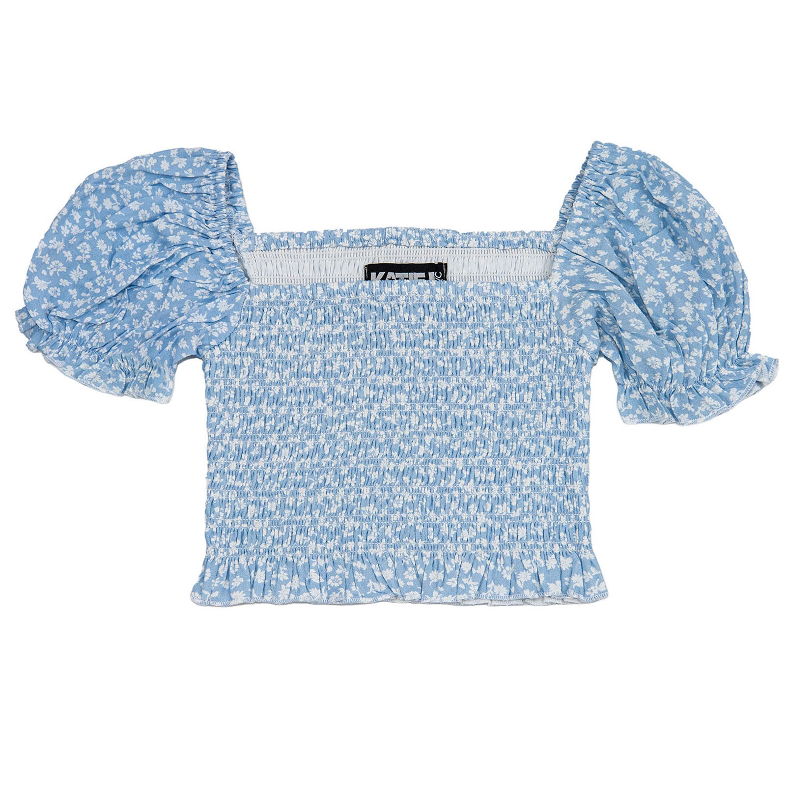 Katie J NYC Girls Blue Ditsy Floral Marlee Top Girls Casual Tops Katie J NYC Floral Y/S (7/8)