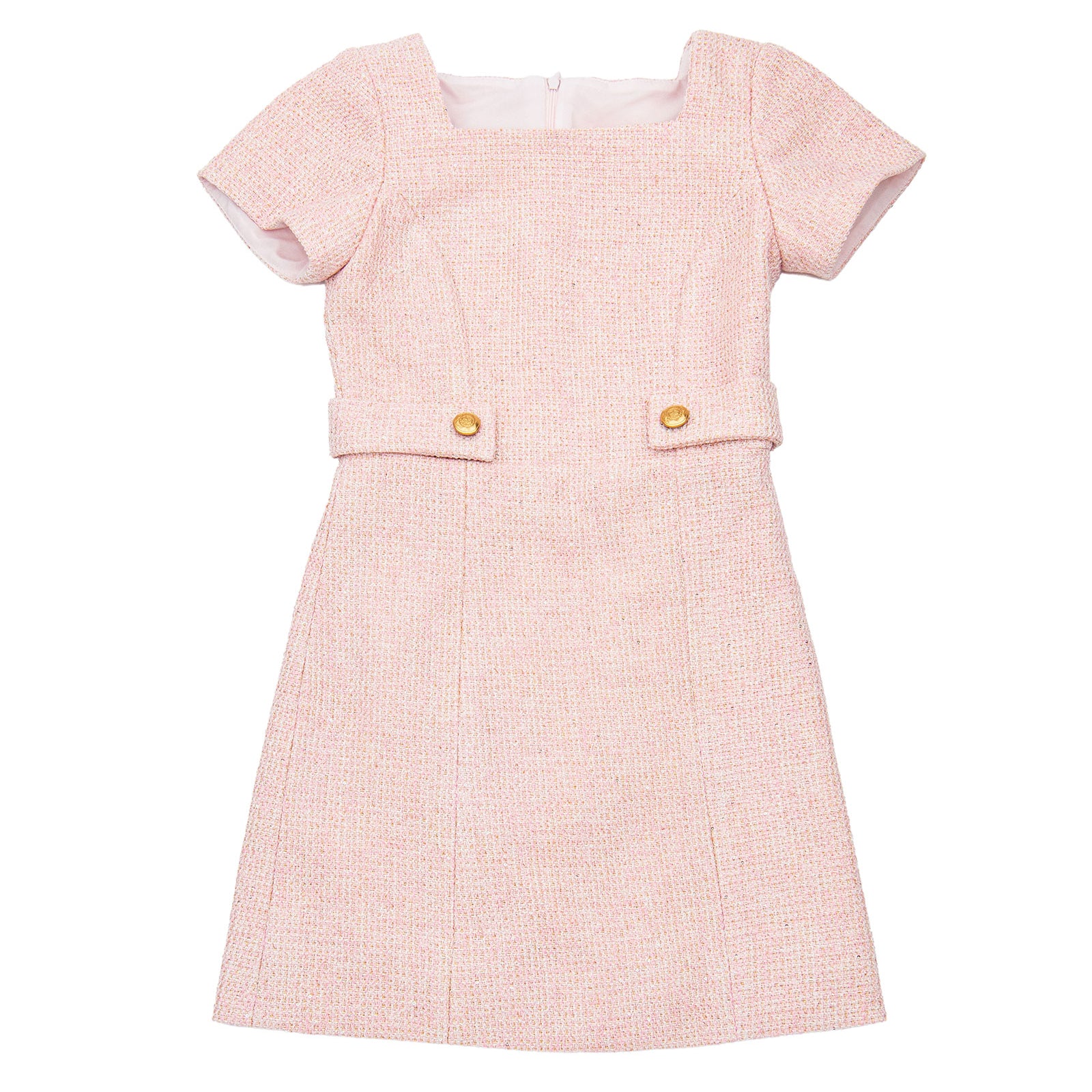 Zoe Ltd. Juniors Classic Tokyo Short Sleeve Button Waist Blush Dress