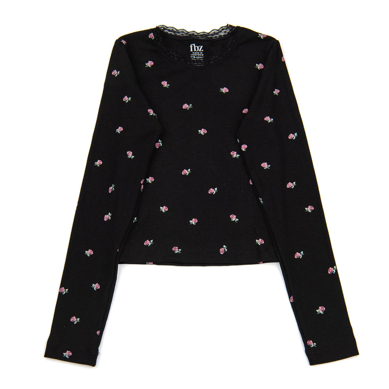FBZ Girls Monroe Long Sleeve Floral Lace Top Girls Casual Tops FBZ Flowers By Zoe Floral Y/XS (6X)