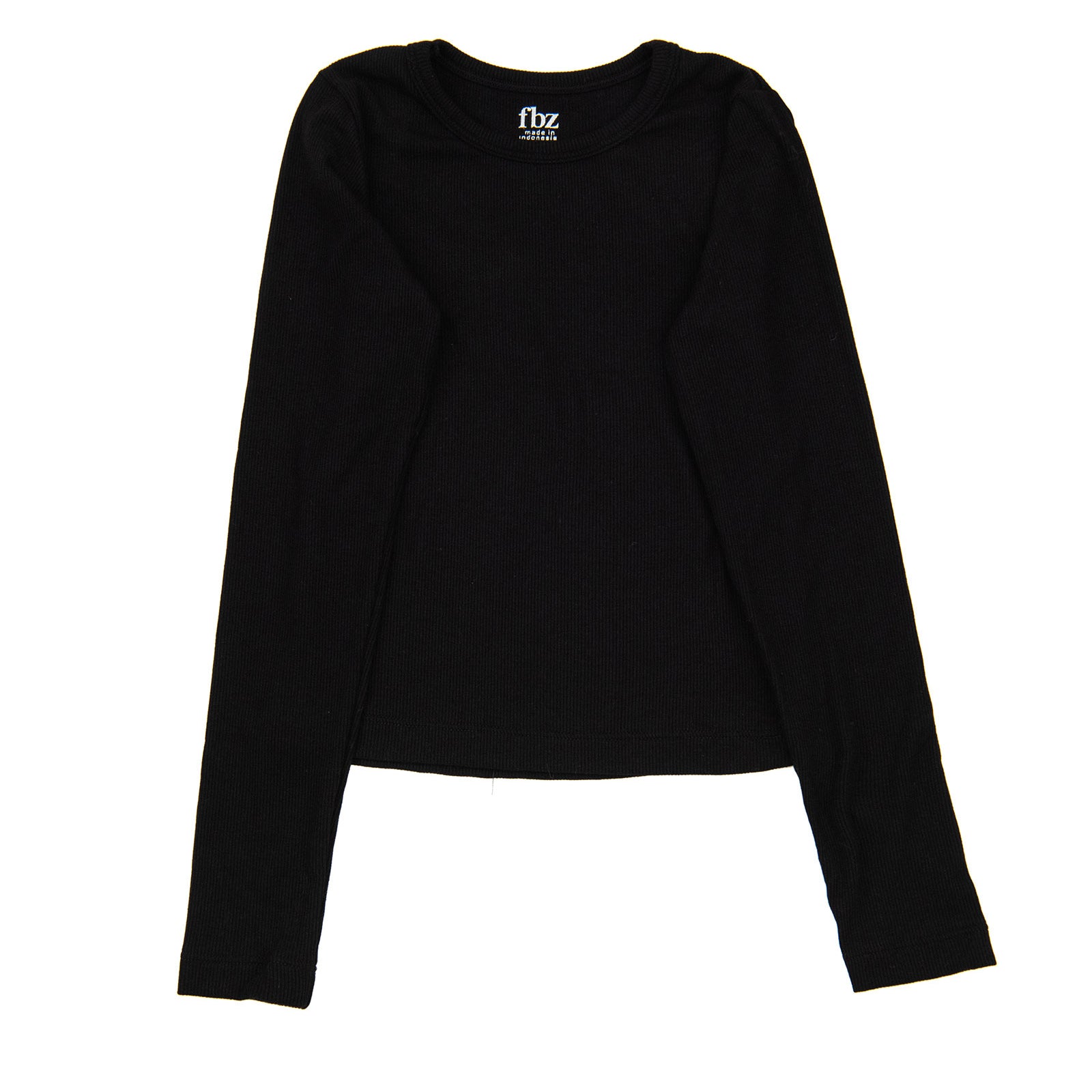 FBZ Girls Whitt Long Sleeve Rib Tee Girls Casual Tops FBZ Flowers By Zoe Black Y/S (7/8)