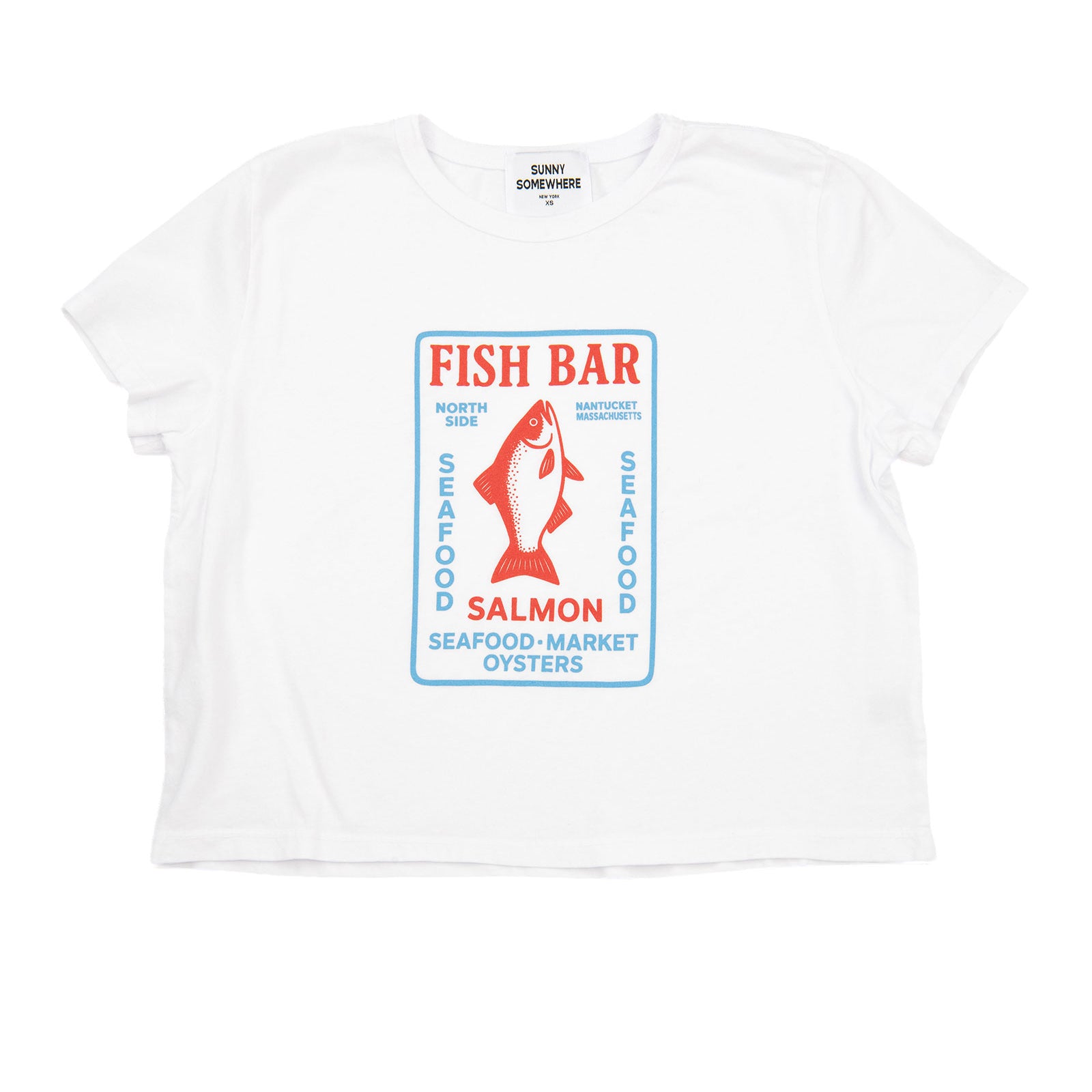 Sunny Somewhere Women Nantucket Fish Bar Tiny Tee Womens Casual Tops Sunny Somewhere White Juniors/Women XS