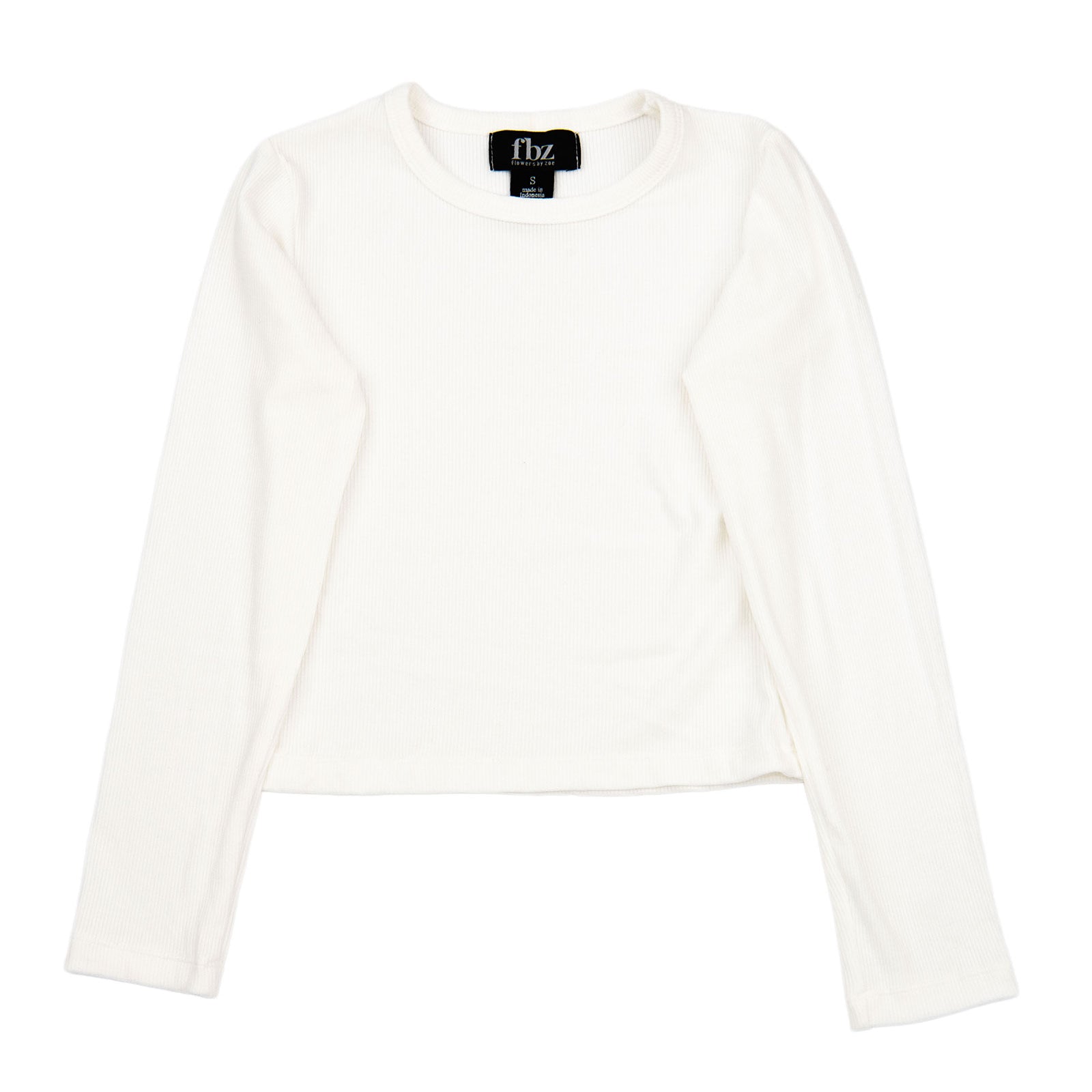 FBZ Girls Whitt Long Sleeve Rib Tee Girls Casual Tops FBZ Flowers By Zoe Ivory Y/S (7/8)