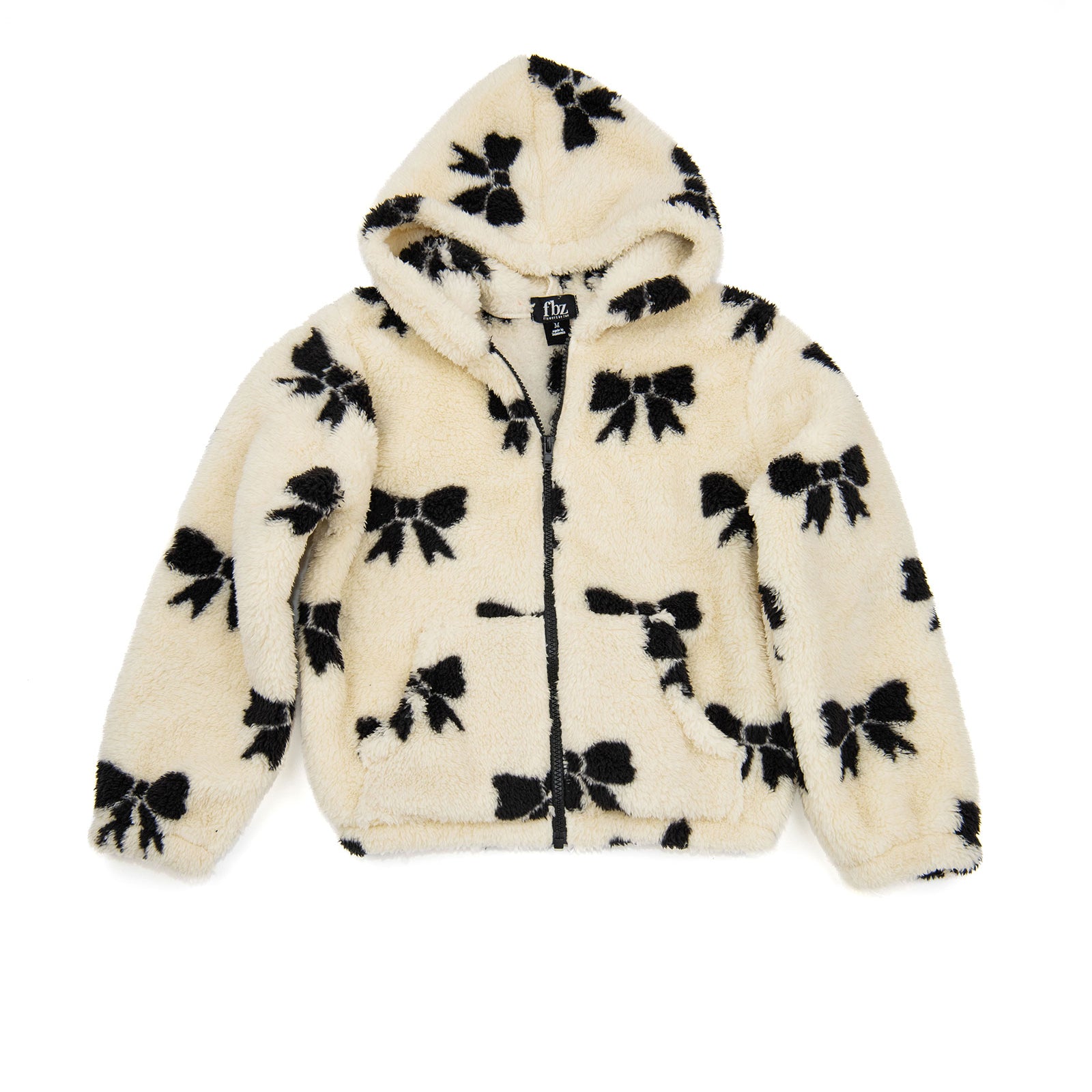 FBZ Girls Kitt Bow Sherpa Jacket Girls Casual Tops FBZ Flowers By Zoe Ivory Y/XS (6X)